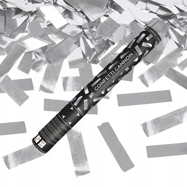 Konfetti Strzelające Srebrne Ślub Wesele 40cm