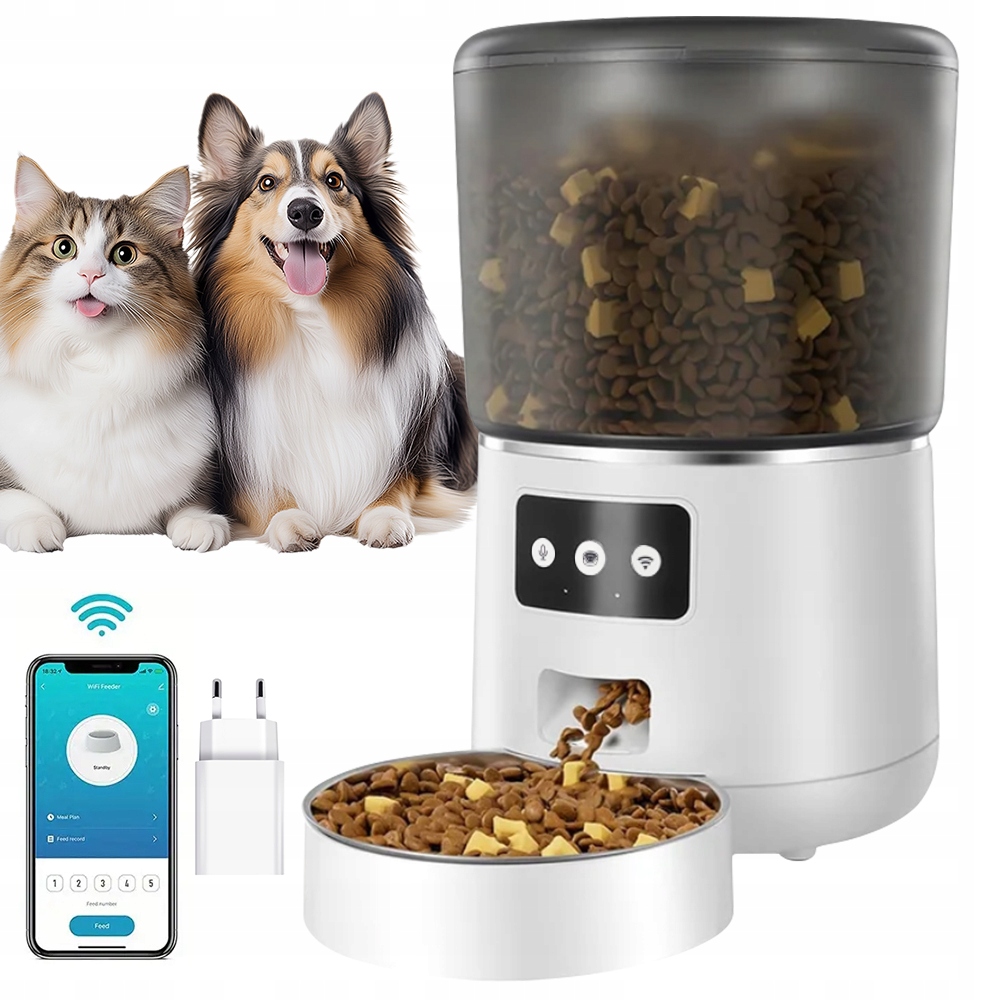 Levně Inteligentní Wifi Podavač Dávkovač Krmiva Pro Zvířata Automatický 4L
