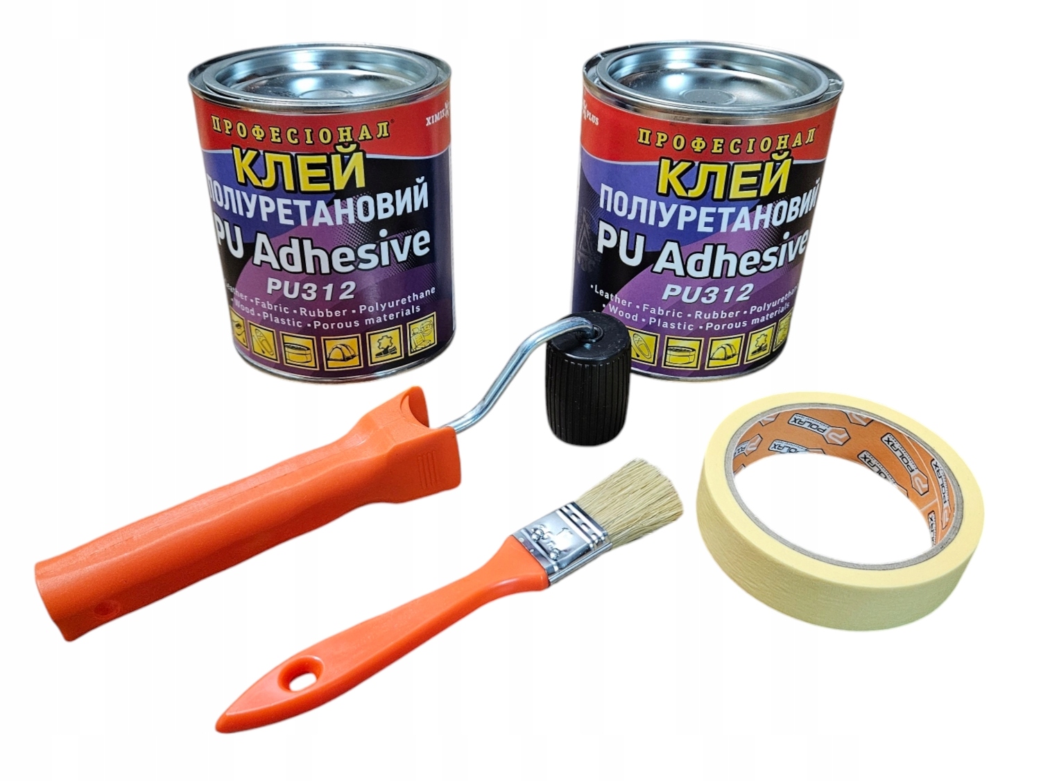 Lepidlo Professional na Pvc PU312 600 g x 2 plechovky váleček štětec páska