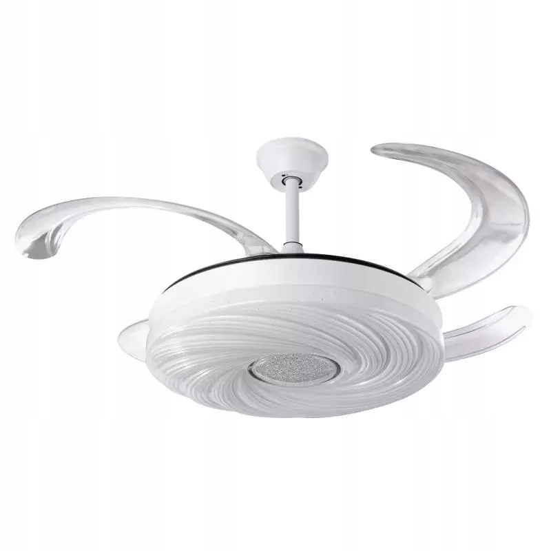 Stropní ventilátor bílý s osvětlením 50 cm, skrývající se lopatky