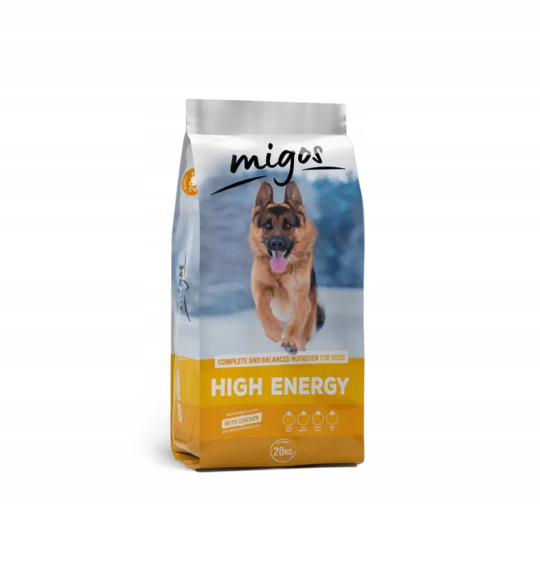 Levně Krmivo pro psy Migos 20 kg High Energy – aktivní plemena, kuřecí maso