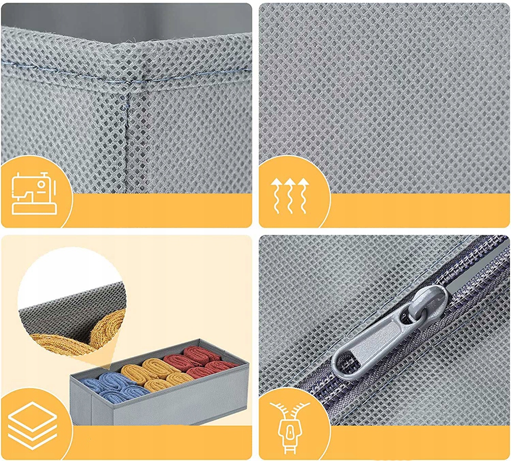 DUŻY ORGANIZER DO SZUFLADY SZAFY NA BIELIZNĘ ZESTAW POJEMNIK x5 Długość 33 cm