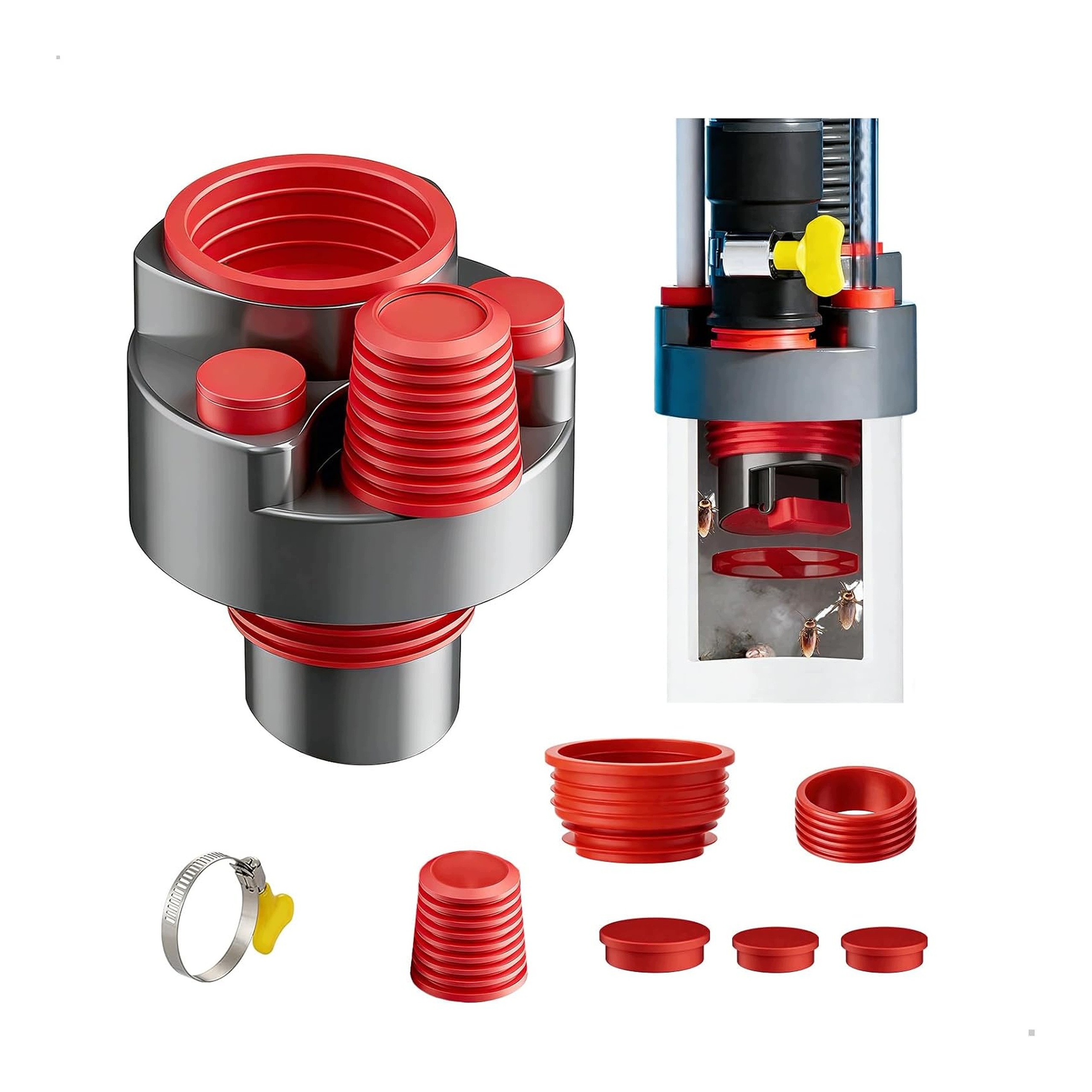 Adapter odpływu pralki zestaw 4 w 1 przyłącze zamknięcie zapachowe