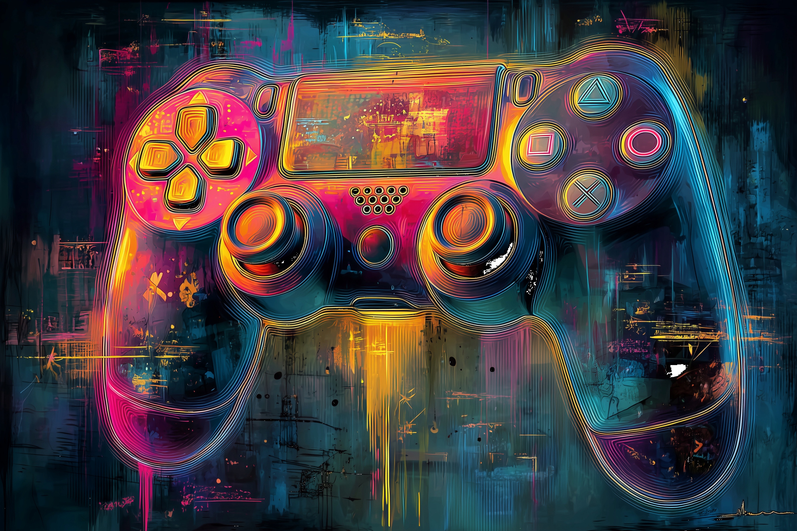 Fototapeta Flizelina Gamer Hra Konzola Gamepad Neon Graffiti 312x219 130g