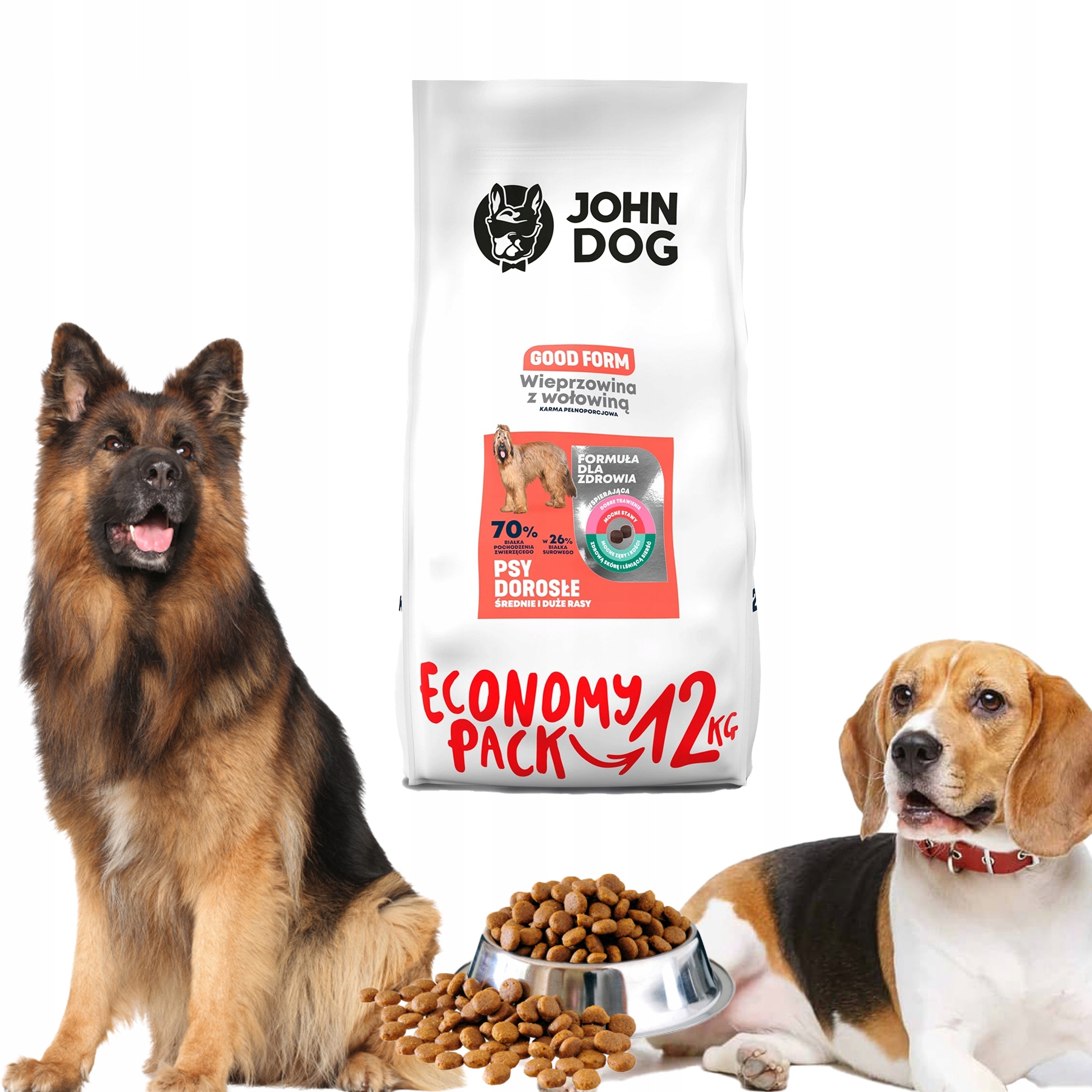 Levně John Dog velký hovězí vepřový pes 12kg