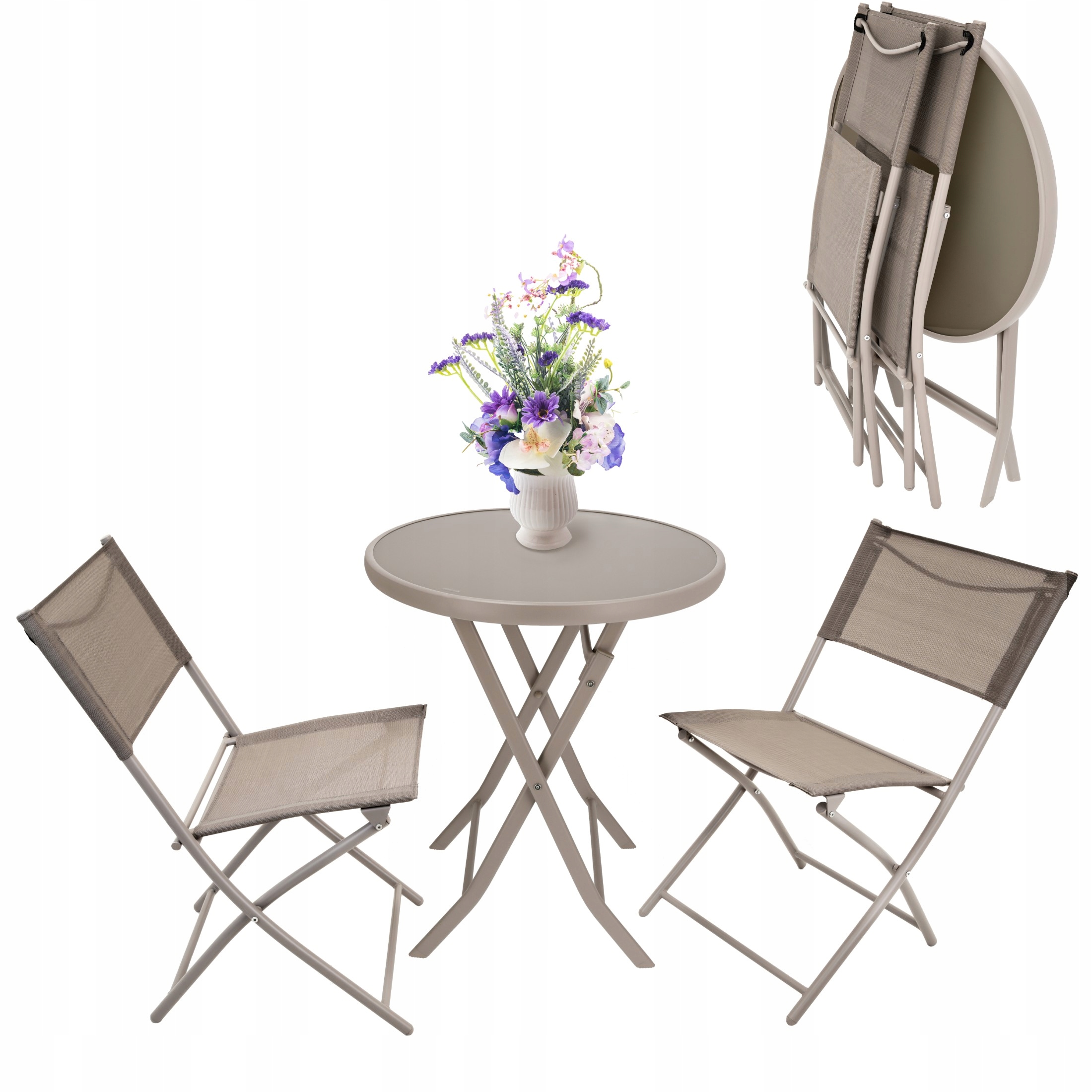 Set Nábytku Na Balkon Záhradná Terasa skladací nábytok komplet stôl 2 stoličky