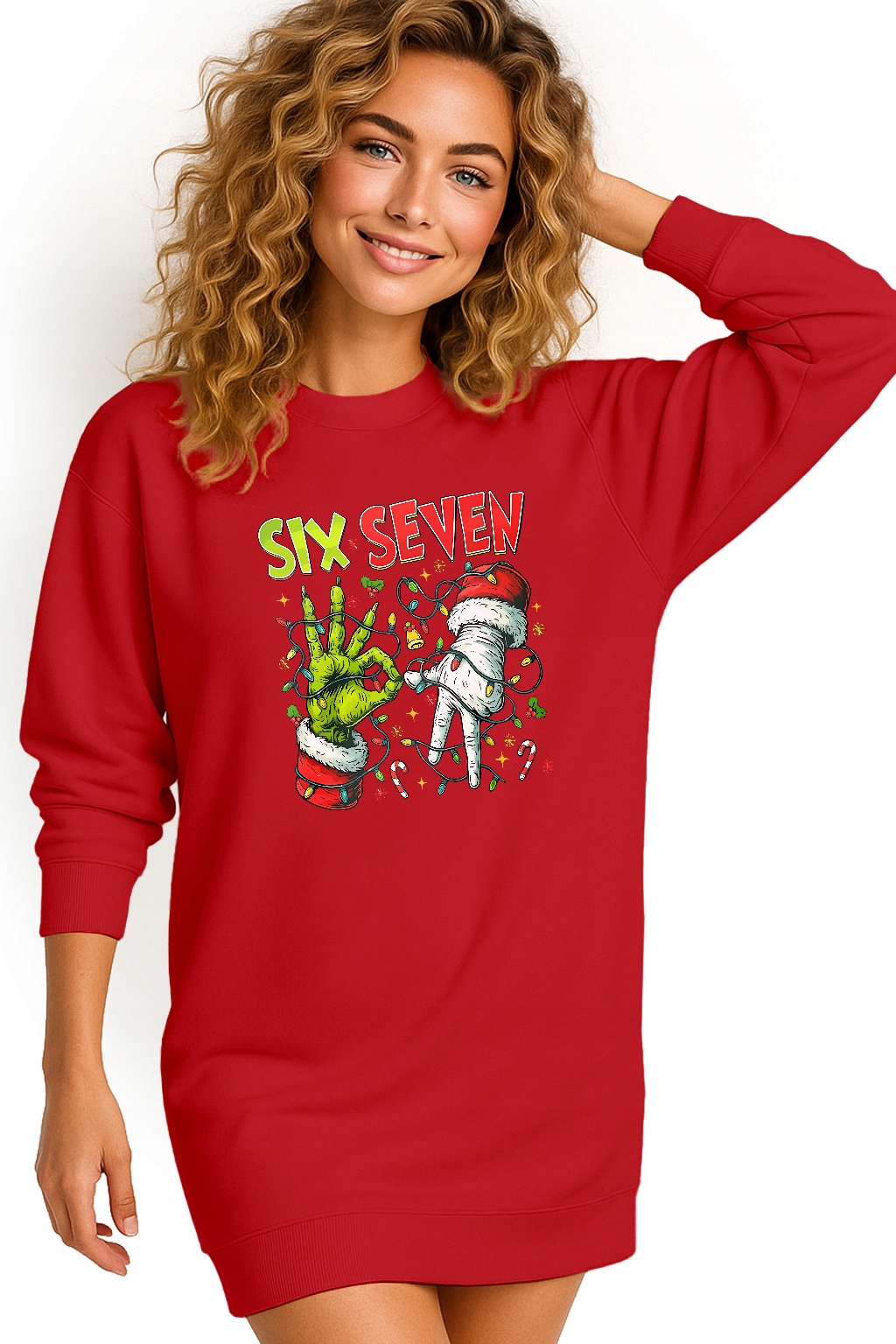 Mikina Dámská Vánoční Oversize Šaty Six Seven 67 Grinch Dárek XXL