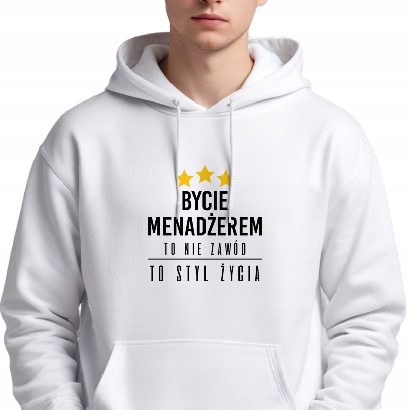 Mikina S Kapucí Bílá Dárek pro manažera Být manažerem Vel M