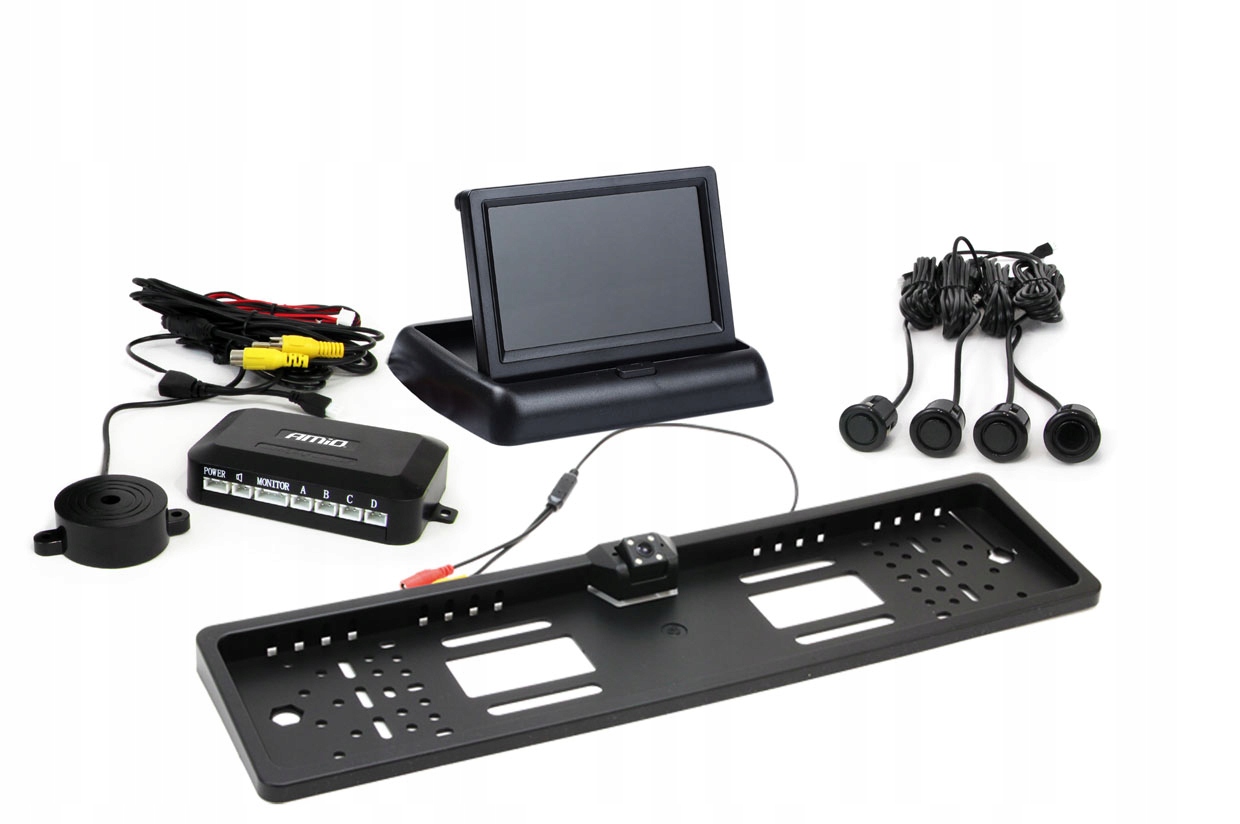 Sada parkovacích senzorov TFT02 4,3 s kamerou HD-402-LED, 4 senzory, čierna