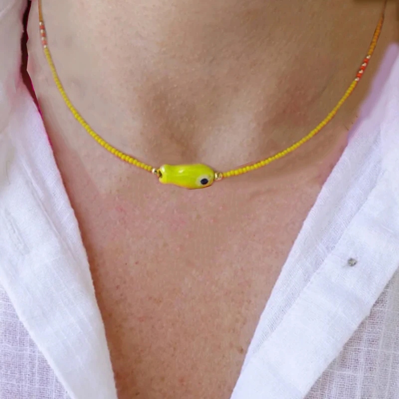 DM Fall and winter style Bohemian Cute Animal Ceramic Porcelain Fish Shape Materiał kauczuk