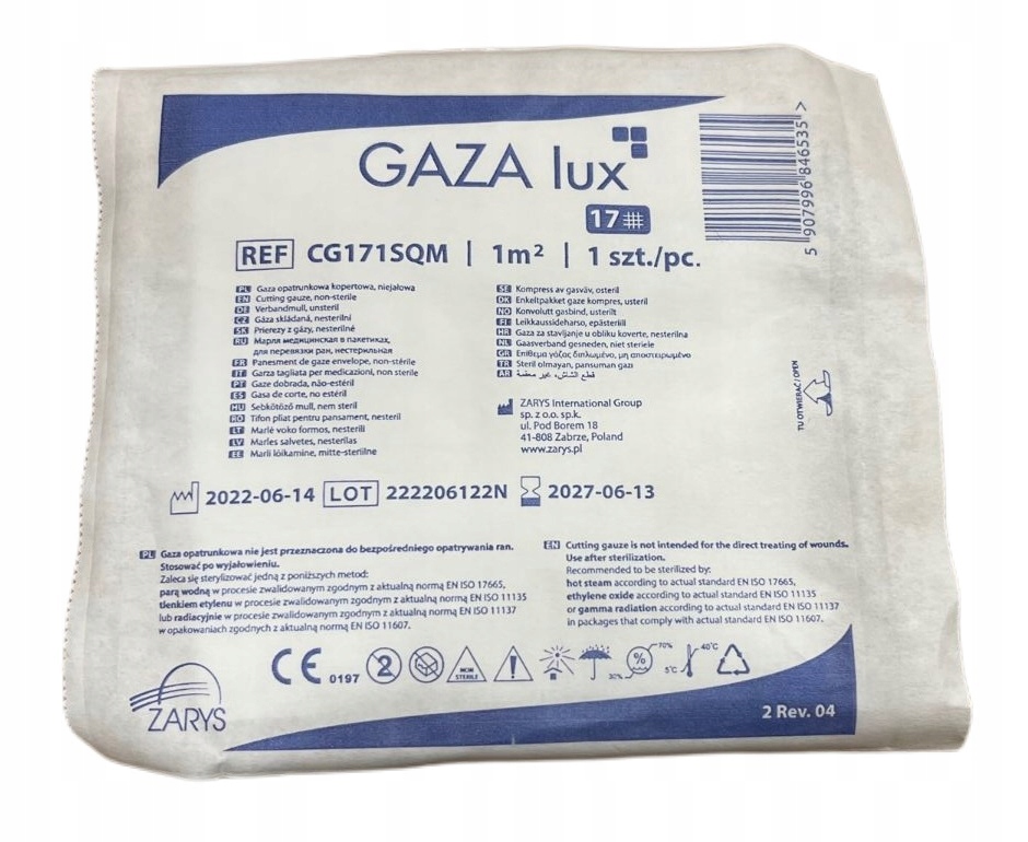 

Gaza Opatrunkowa Kopertowa Niejałowa 17 nitek 1m2
