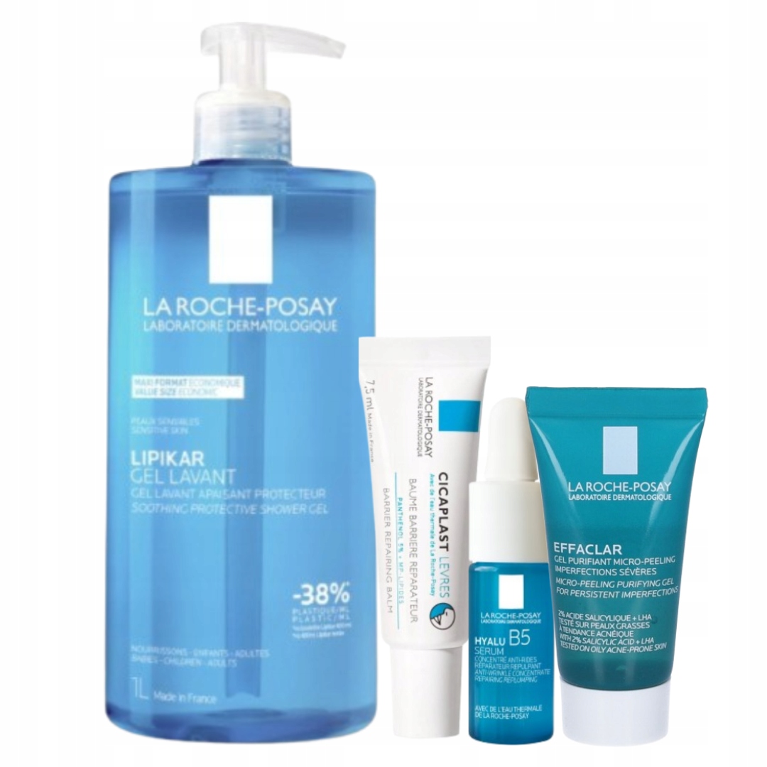 La Roche-Posay Zestaw Lipikar Lavant Żel do mycia 1l Balsam do ust 7,5ml