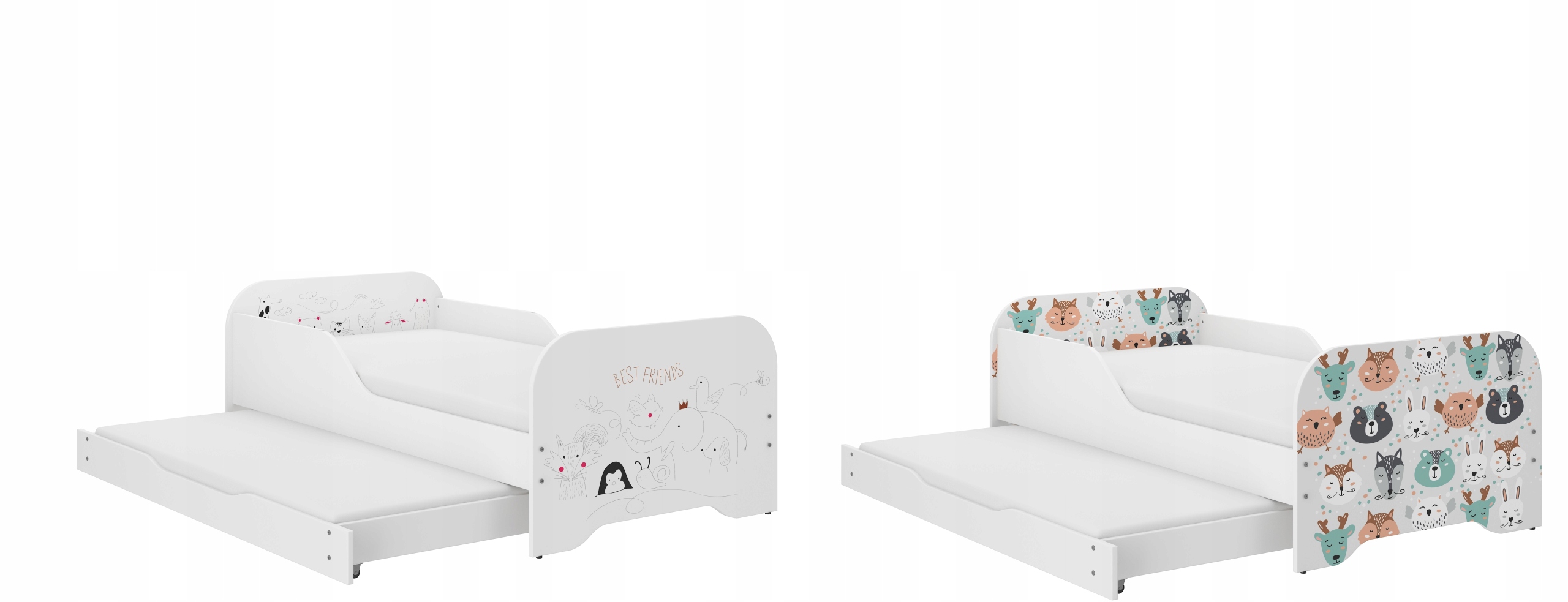 Łóżko dziecięce PODWÓJNE - Miki 160x80 - wysuwane Szerokość mebla 84 cm