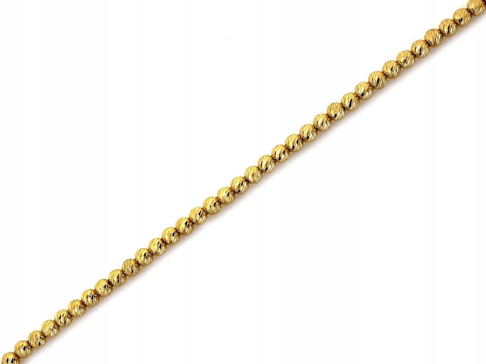 Zlatý náramek 585 diamantové kuličky 5 mm kuličkový 20 kuliček 3.37 g