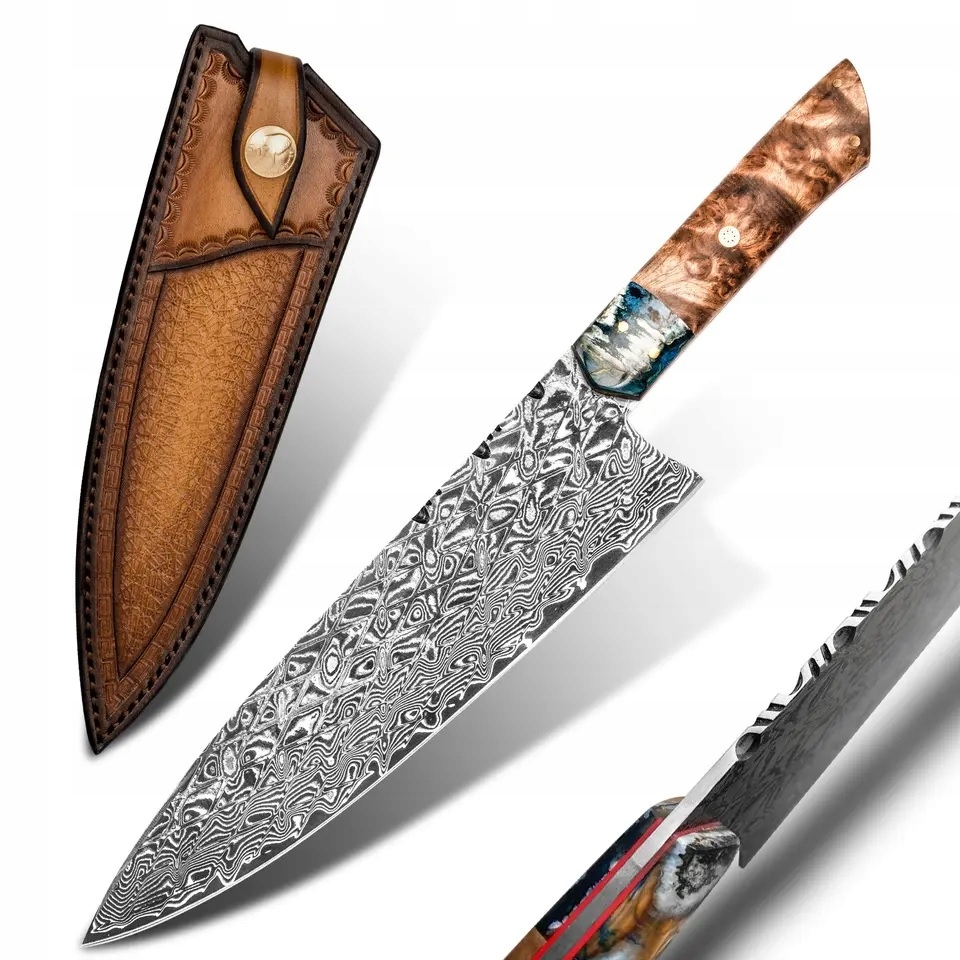 Damaškový kuchynský nôž Harahu Ry 26707 Hnedá KP-26707