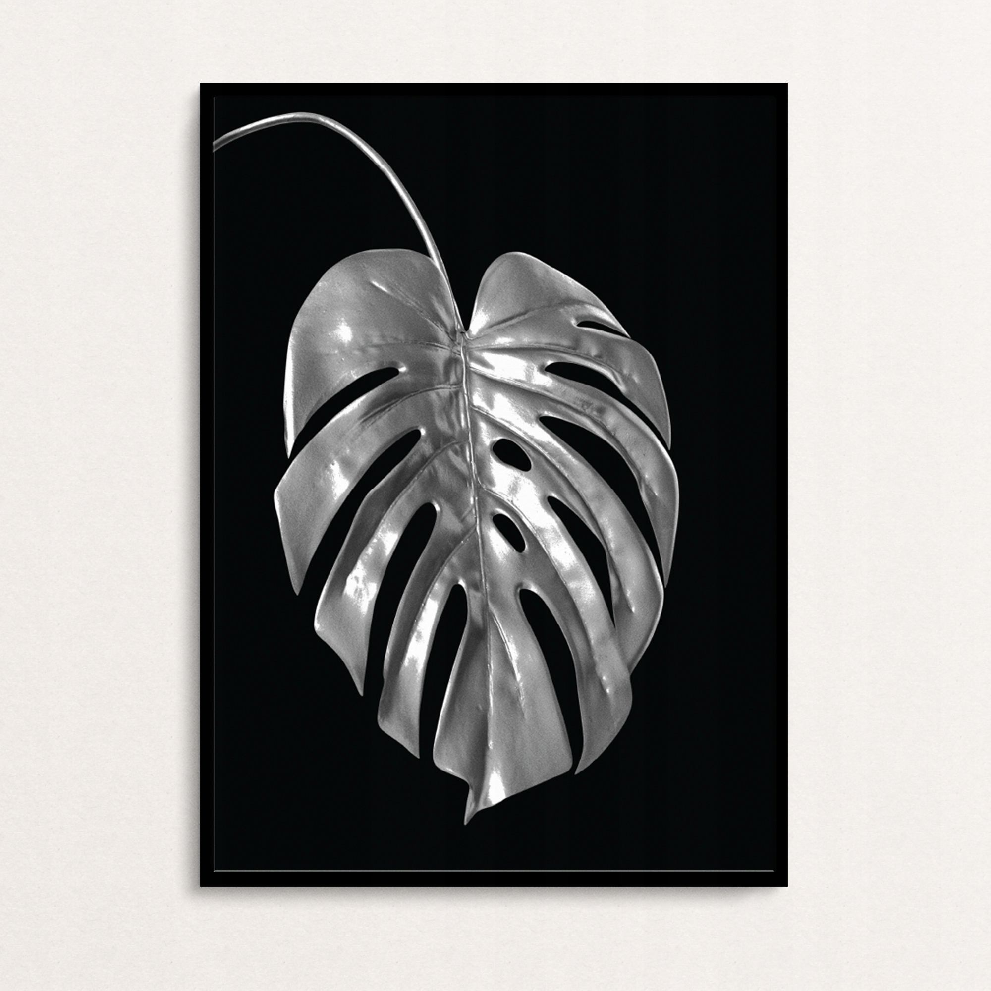 3x Komplet PLAKATY A2 40X50 cm SREBRNE PALMY LISTKI LIŚĆ MONSTERY CZERŃ Szerokość produktu 40 cm