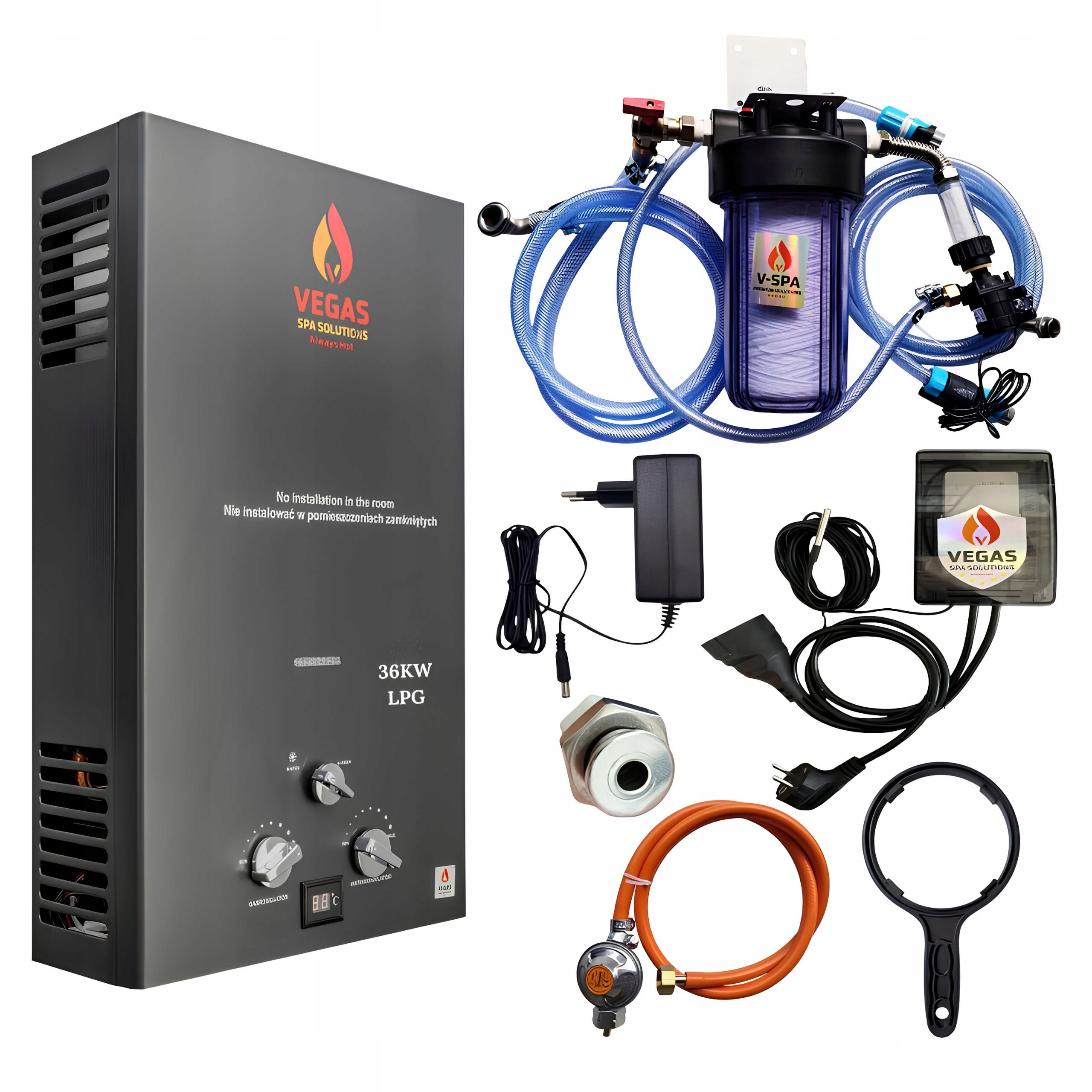 Gazová Pec 36KW prietokový ohrievač pre záhradnú guľu Lpg sada