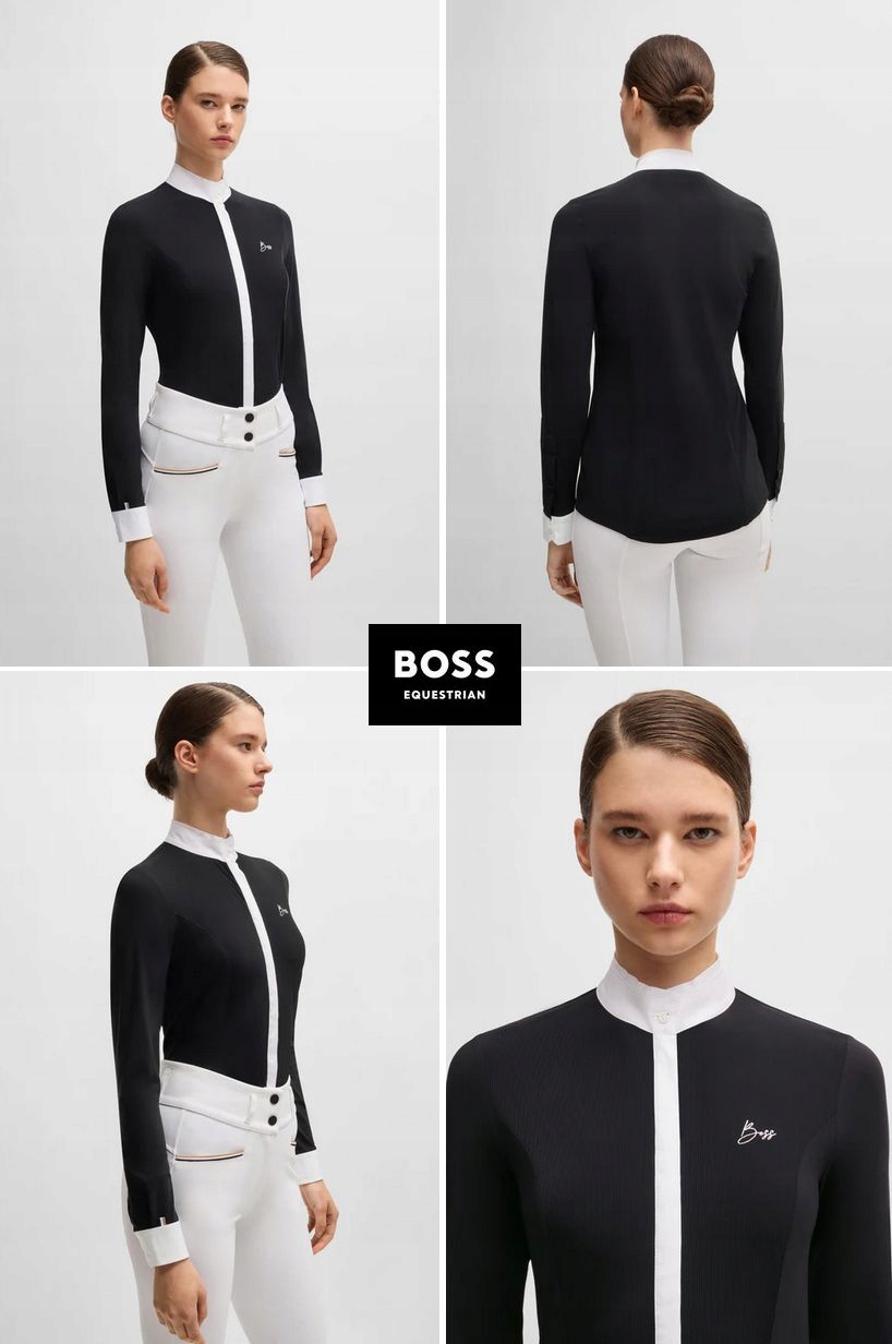 Koszulka konkursowa z długim Boss Equestrian "emma Turnierbluse" czarna L40