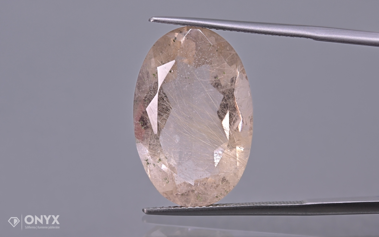 Křemen s rutilem fazetovaný ovál 22,5x14,5 mm