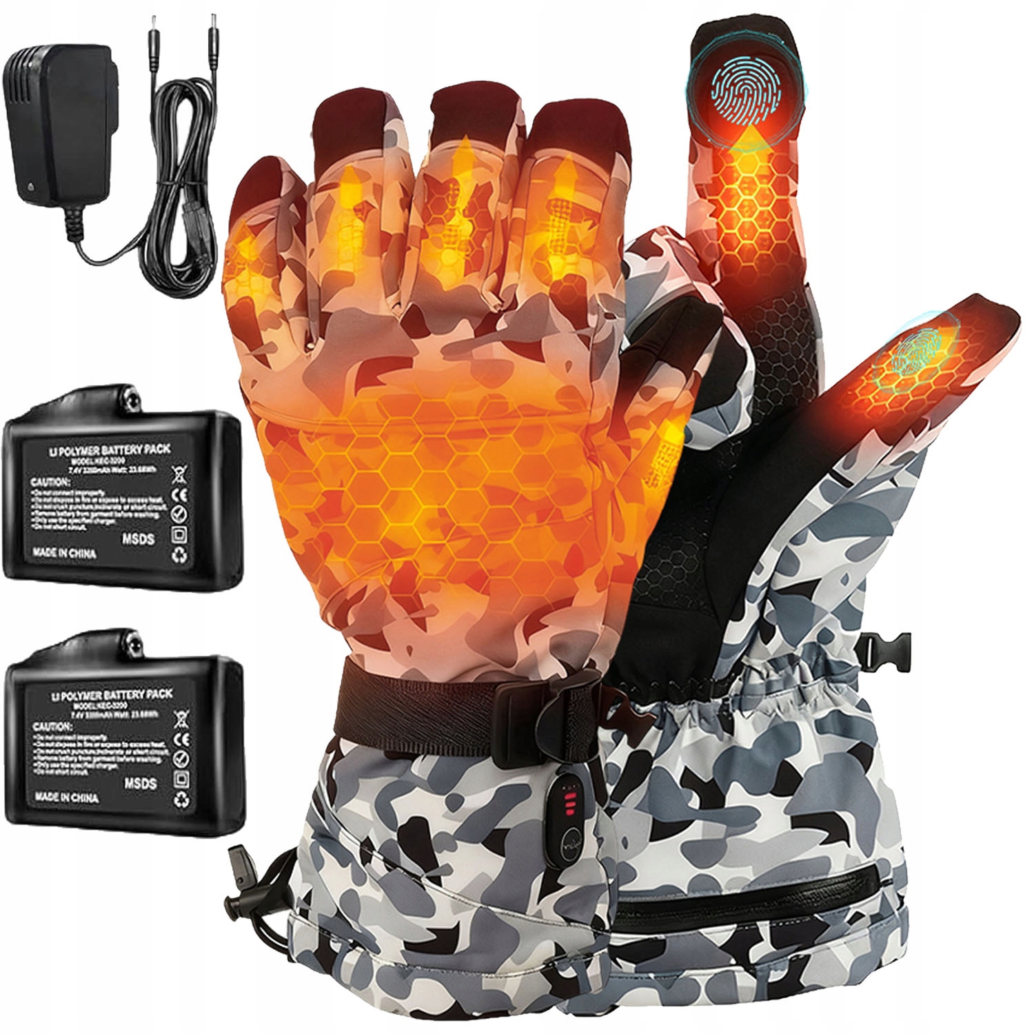 Vyhřívané rukavice na lyže Kolo XL 3200 mAh 3 úrovně ohřevu Vodotěsné