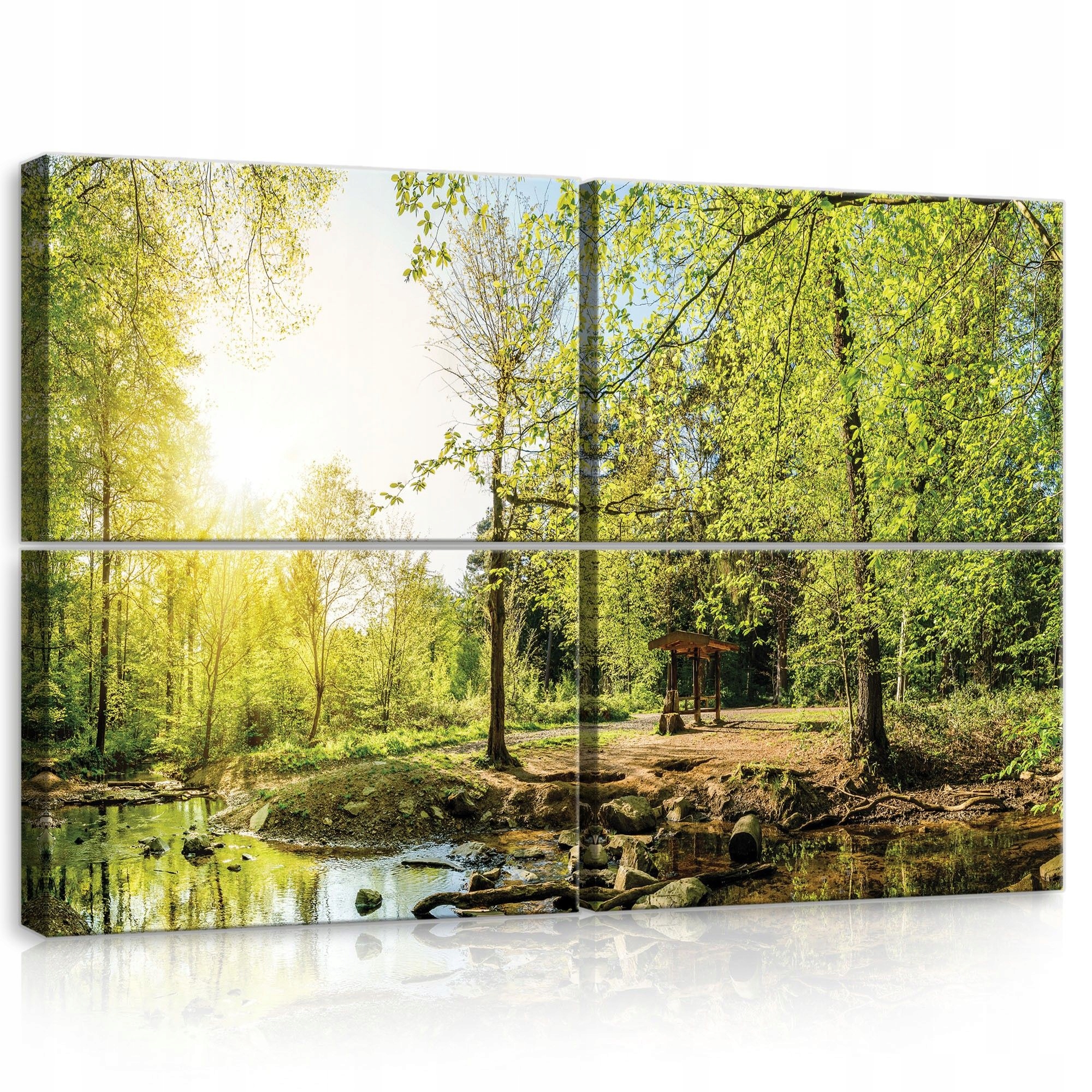 Obraz 120x80 Zelený les slnečné svetlo prúd pokoj príroda krajina