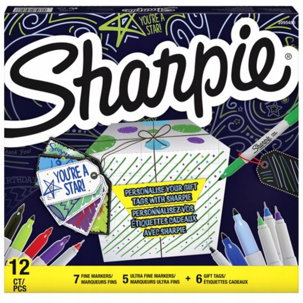 Sada popisovačů Sharpie 7 Fine+5 UltraF+přívěsky
