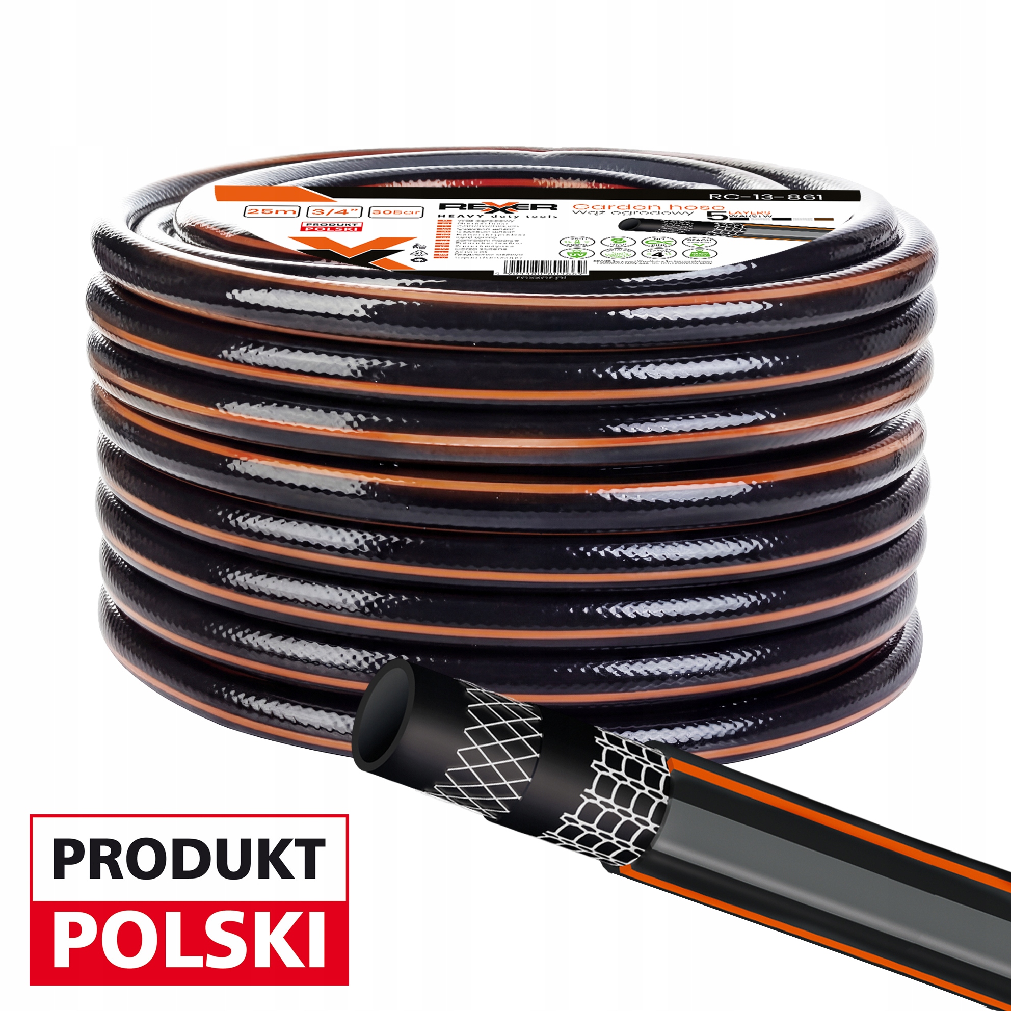 Hadice 3/4" 25 m 5 Vrstev Vyztužená Polský