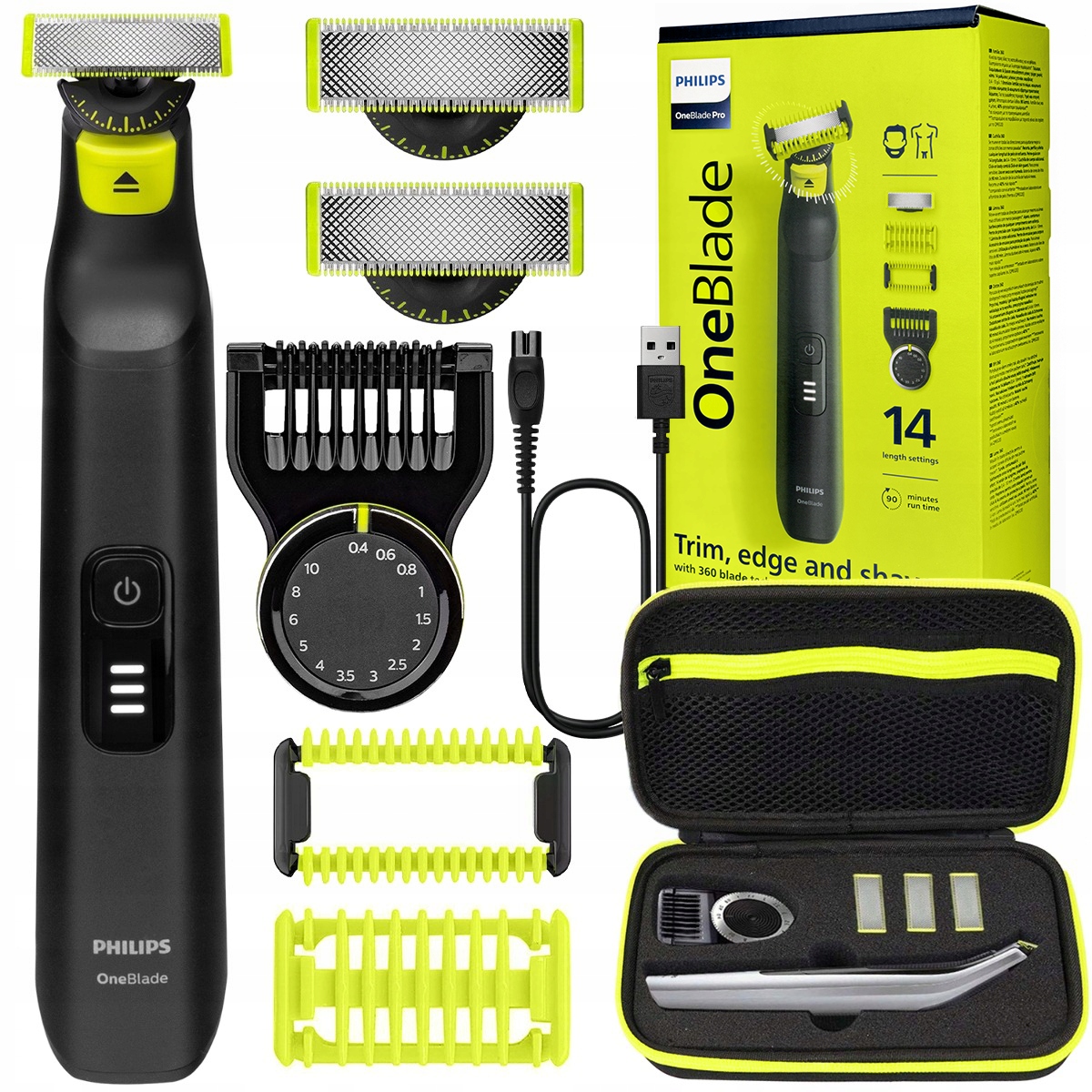 Pánsky Holiaci Strojček Philips Oneblade Pro 360, Strojček Na Tvár A Telo Puzdro