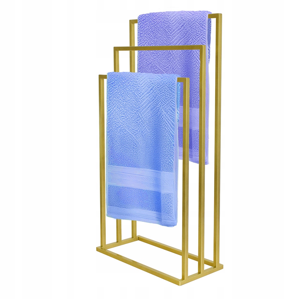 Zlatý Stojan Věšák Na Ručníky 3 Ramena Ocelový Odolný Koupelnový