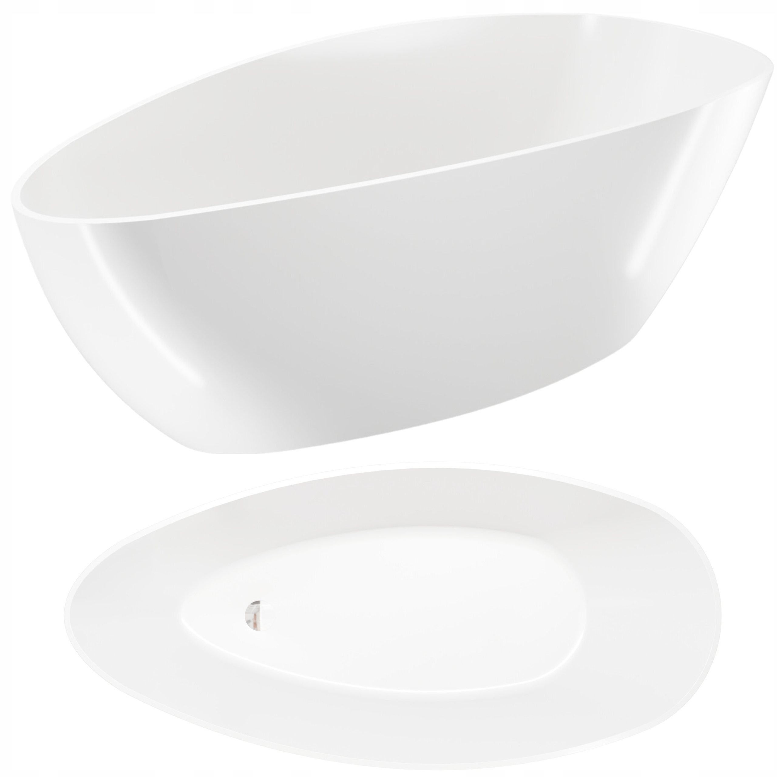 Volně Stojící Vana Bílá 160 Minerální Odlitek Konglomerát Polská Výroba