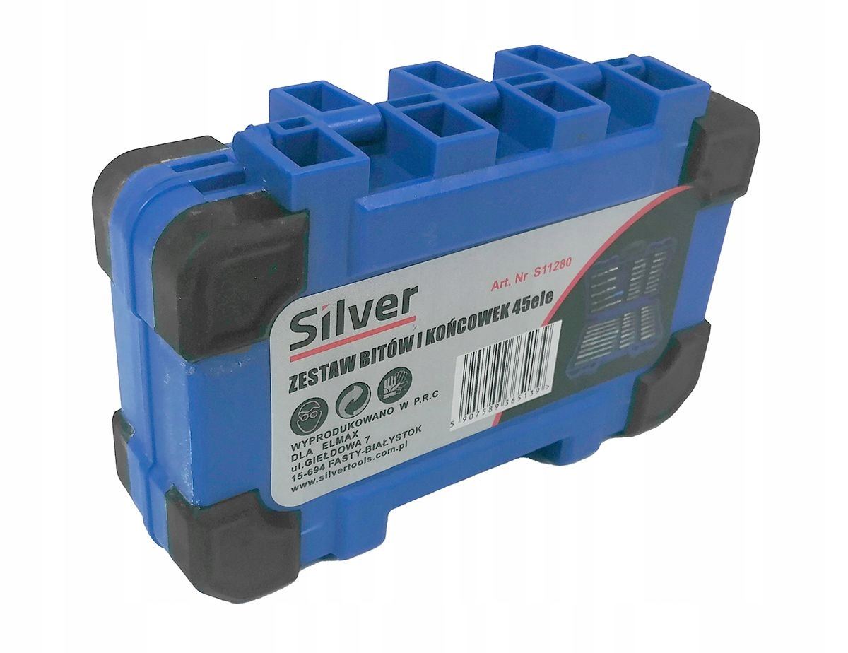 SILVER ZESTAW BITÓW I KOŃCÓWEK 45EL WKRĘTARKA Długość bitu 25mm 65mm