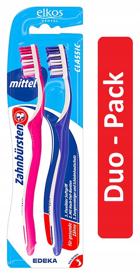 Szczoteczki do zebów Duo Pack (2szt) Elkos Mittel) Średnie