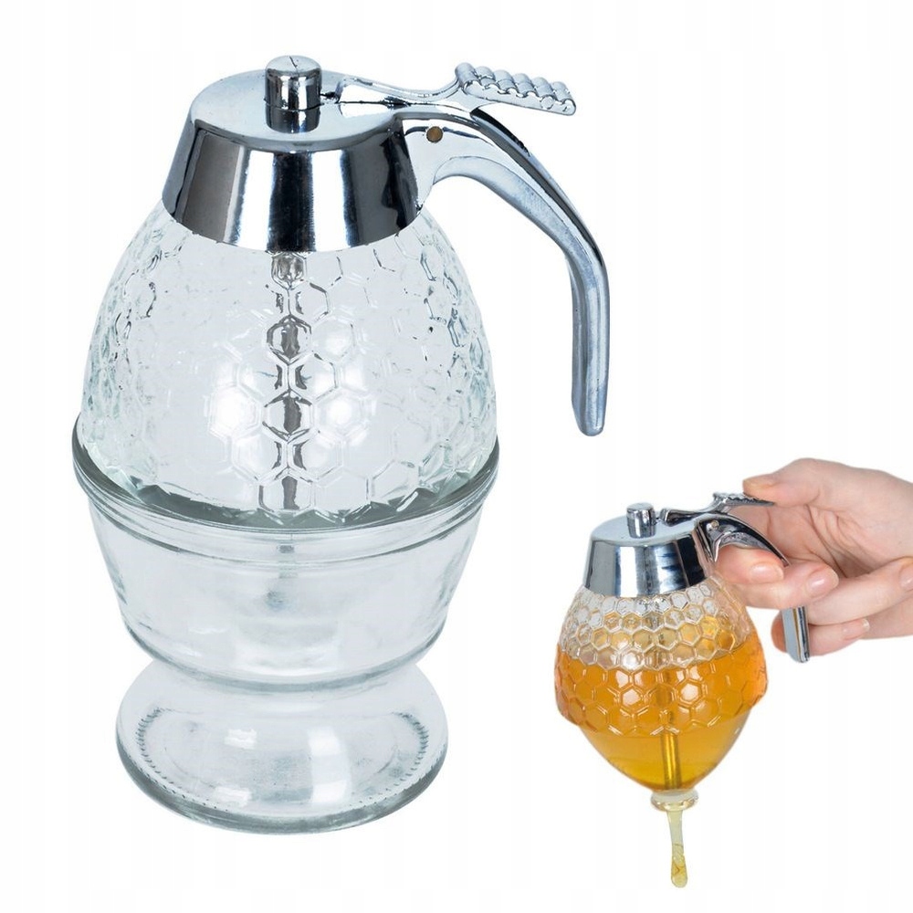Dávkovač Na Med Skleněná Nádoba Na Med Sirup S Pumpičkou 250 ML