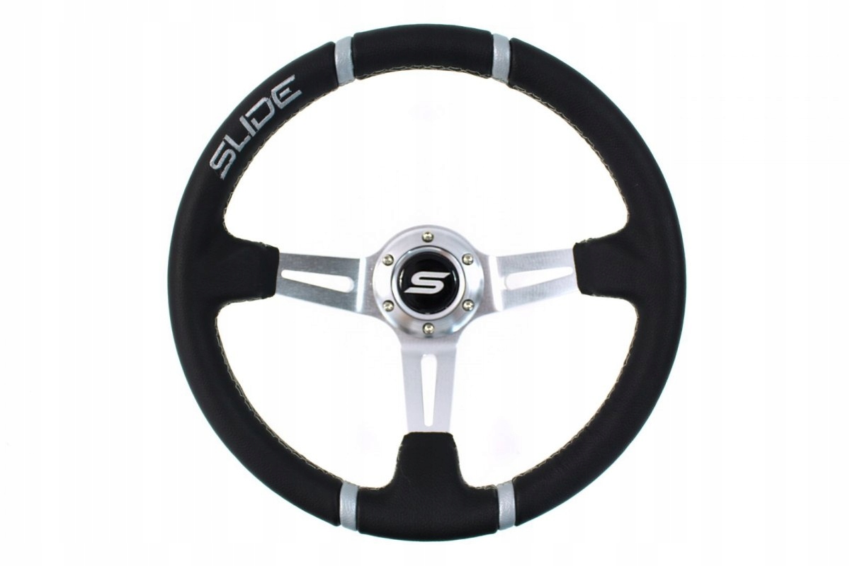 Kierownica SLIDE 350mm offset:90mm Skóra Silver