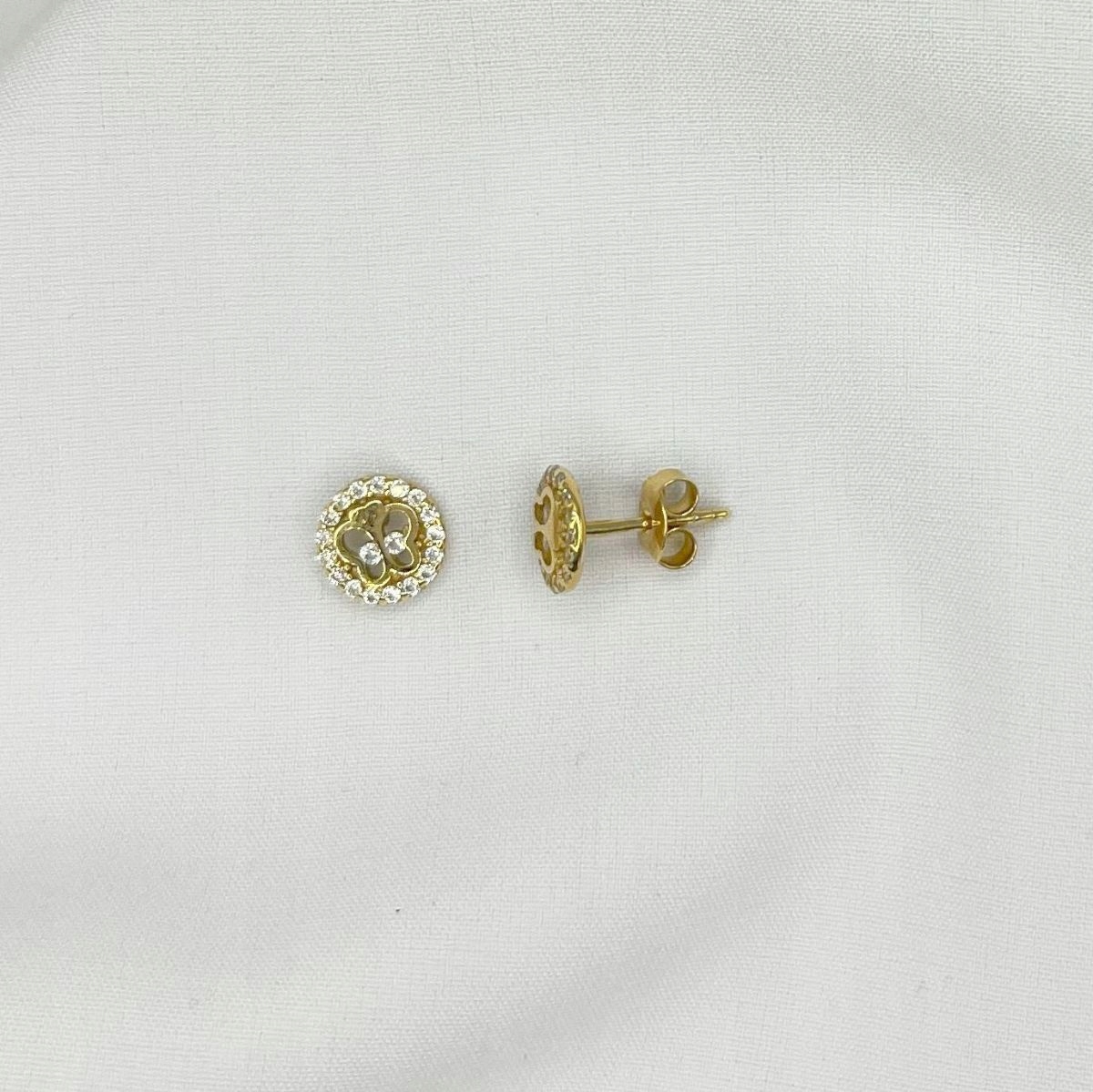 Zlaté náušnice motýlci v kruhu ze zirkonu Zlato 585 1.38 g