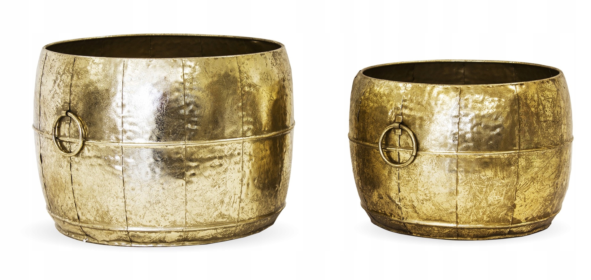 KOMPLET 2 SZT METALOWA OSŁONKA, DONICA, ZŁOTA,