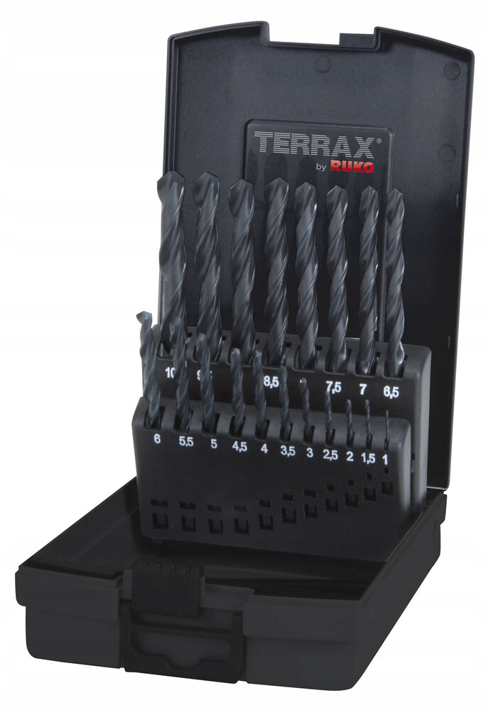 Wiertła do metalu 1,0-10,0 19szt. Hss-r A205210RO Terrax Ruko