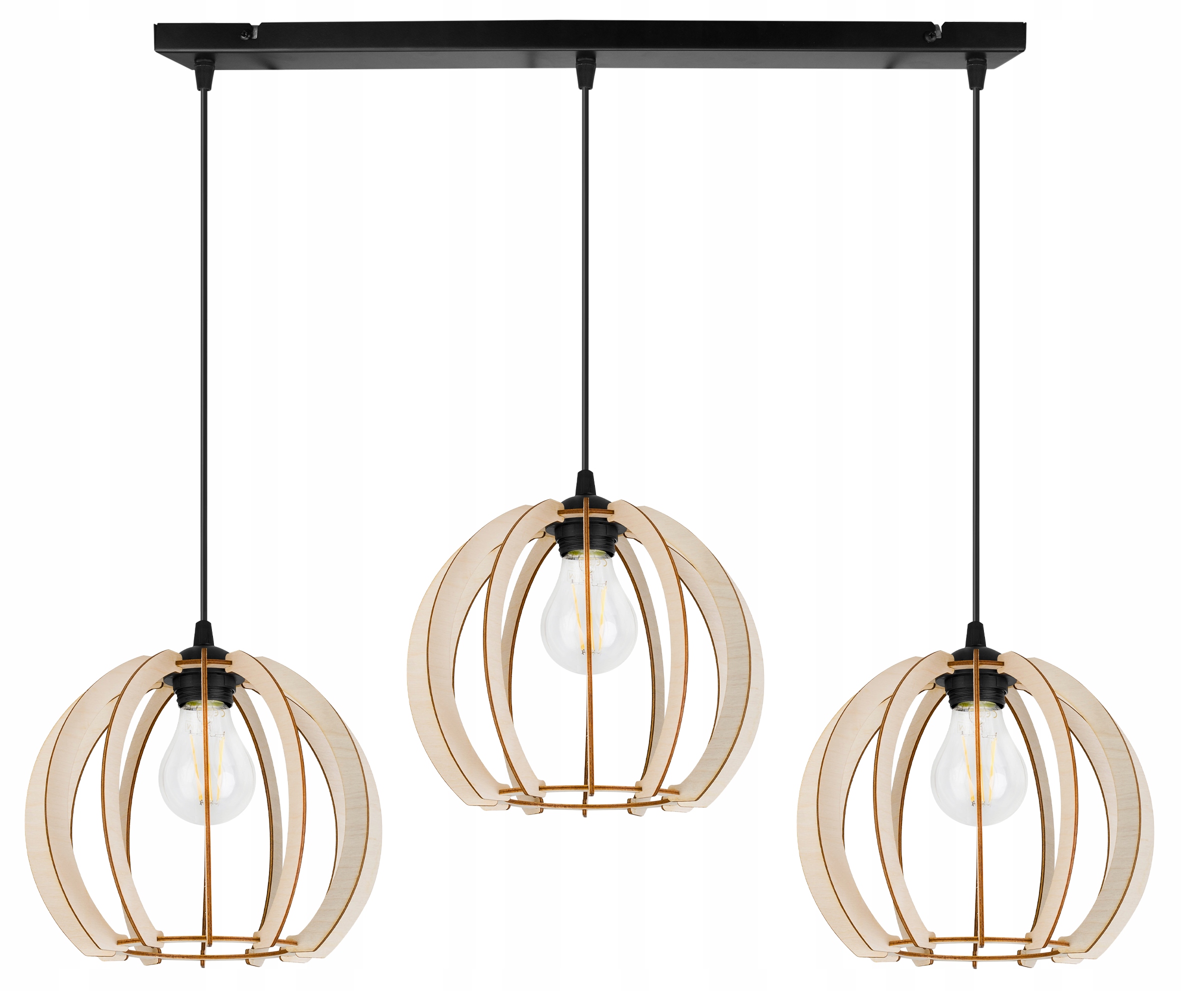 Závěsné Stropní Svítidlo S Trojitým Dřevěným Lustrem, Moderní Boho Led