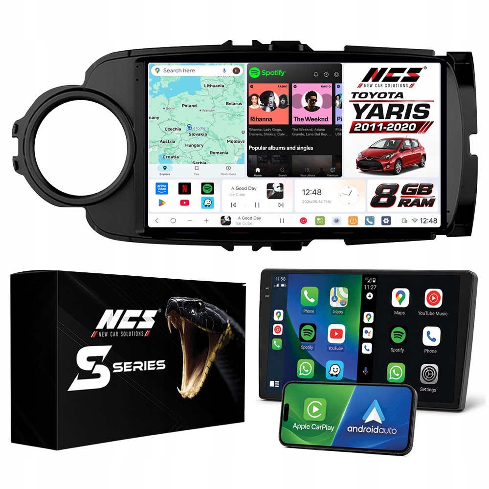 Rádio Navigace Ncs DS9 Toyota Yaris III 2011-2020 Android 8GB Lte 9″