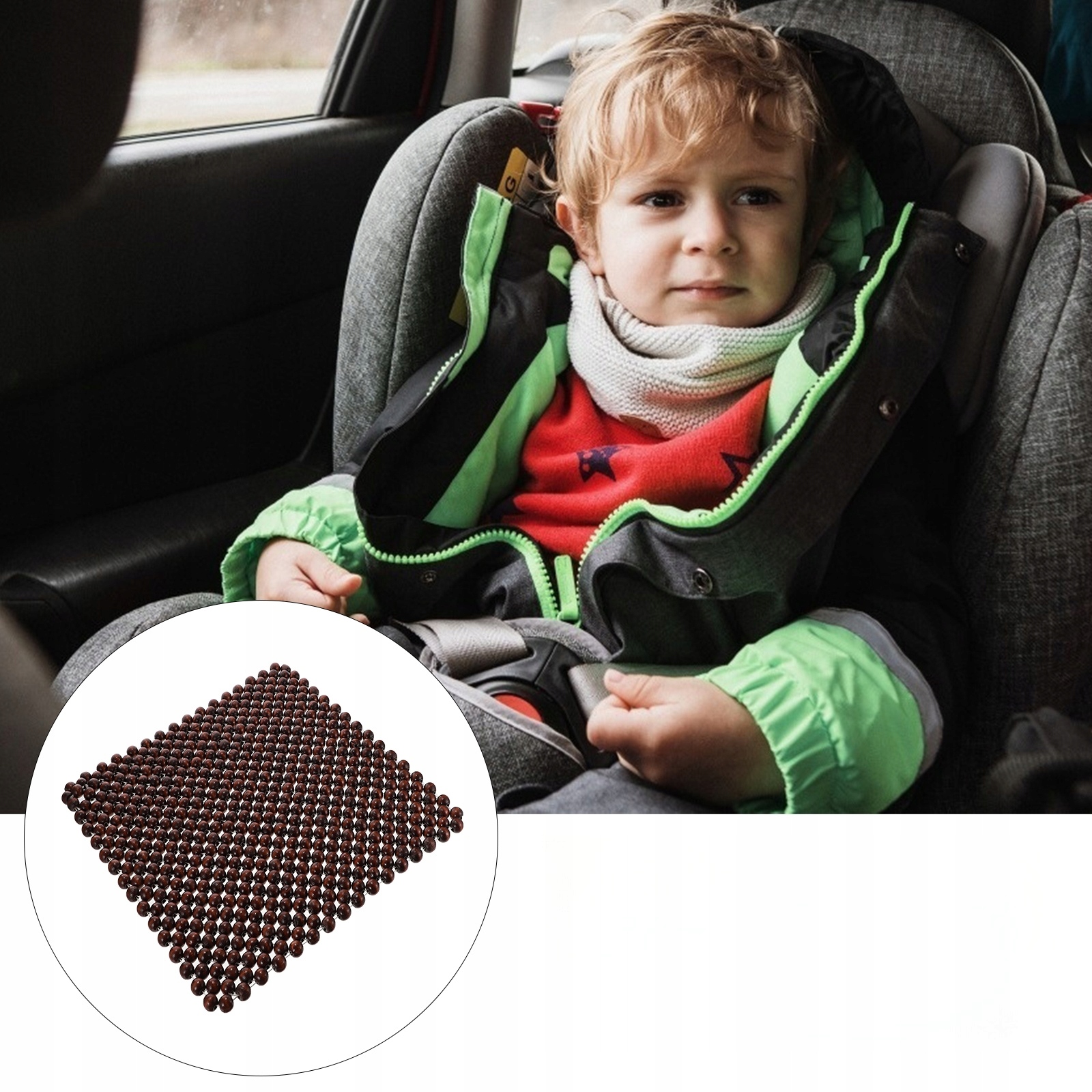 PODUSZKA DO FOTELIKA SAMOCHODOWEGO PODUSZKA Z DREWNIANYCH KORALIKÓW Producent inny