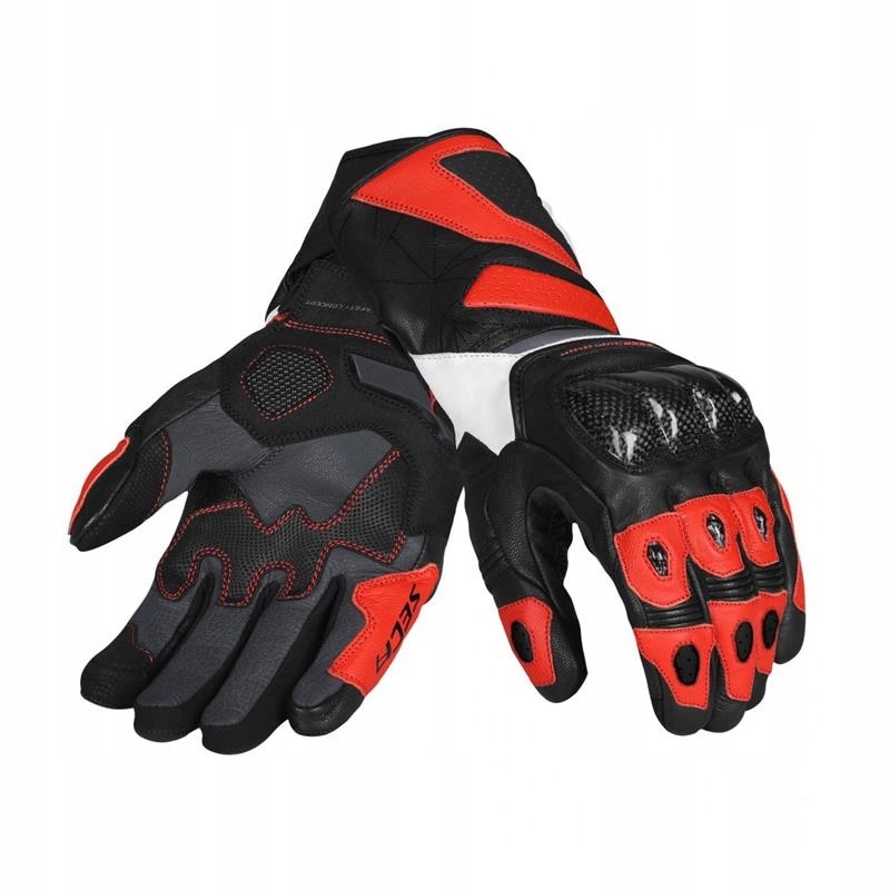 Motocyklové rukavice Seca Atom Red čierna červená biela Darčeky