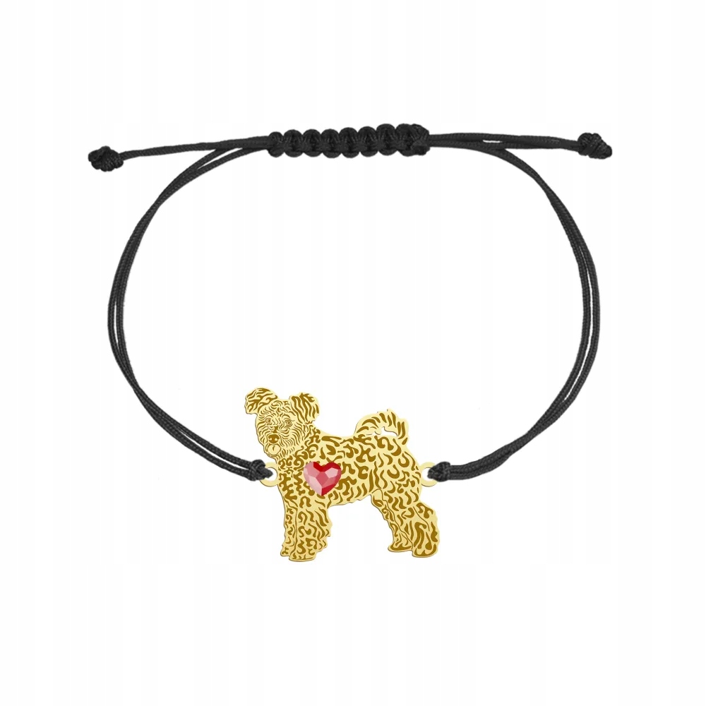 Zlatý náramek s psem Pumi 925 Šperky Dárek Šňůrka Gravírování Bonus