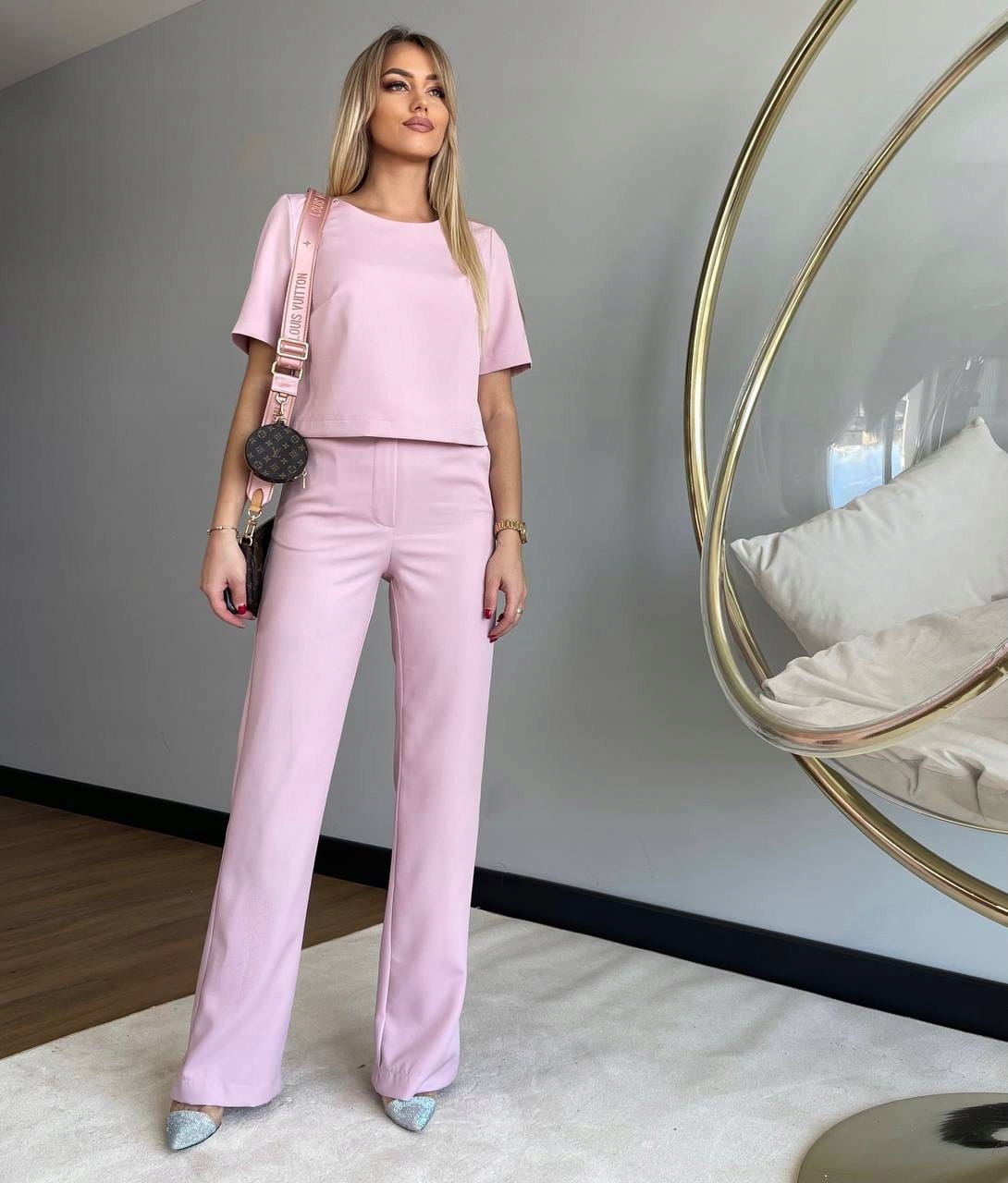 Kombinezon komplet elegancki spodnie z bluzką 2w1 wesele komunia X Rozmiar XS (34)