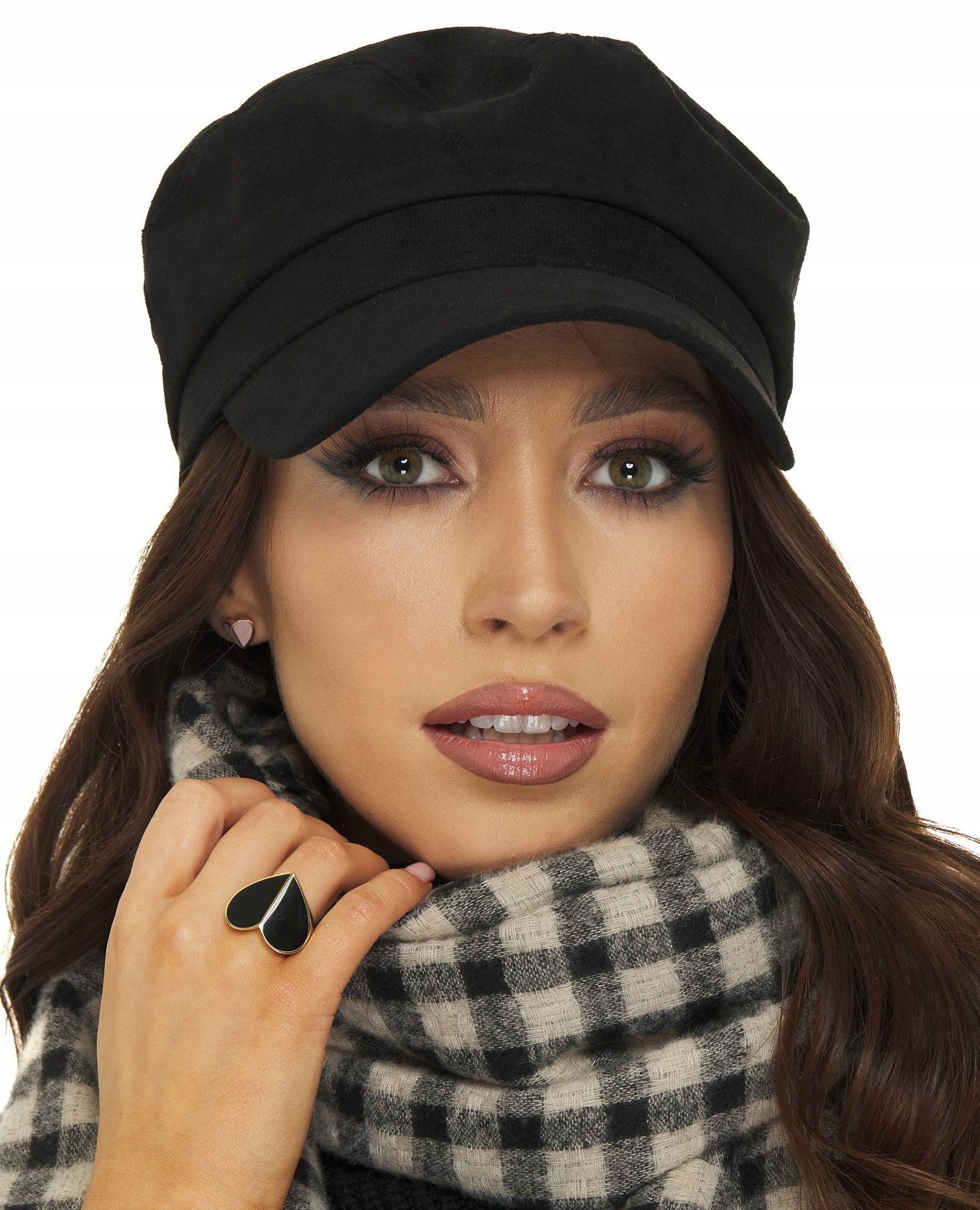 CZARNY KASZKIET BERET BAKER BOY CZAPKA eko zamsz Marka inna