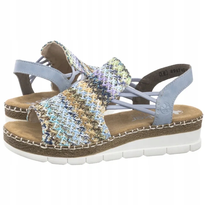 Dámské letní sandály na platformě Rieker V1241 modré