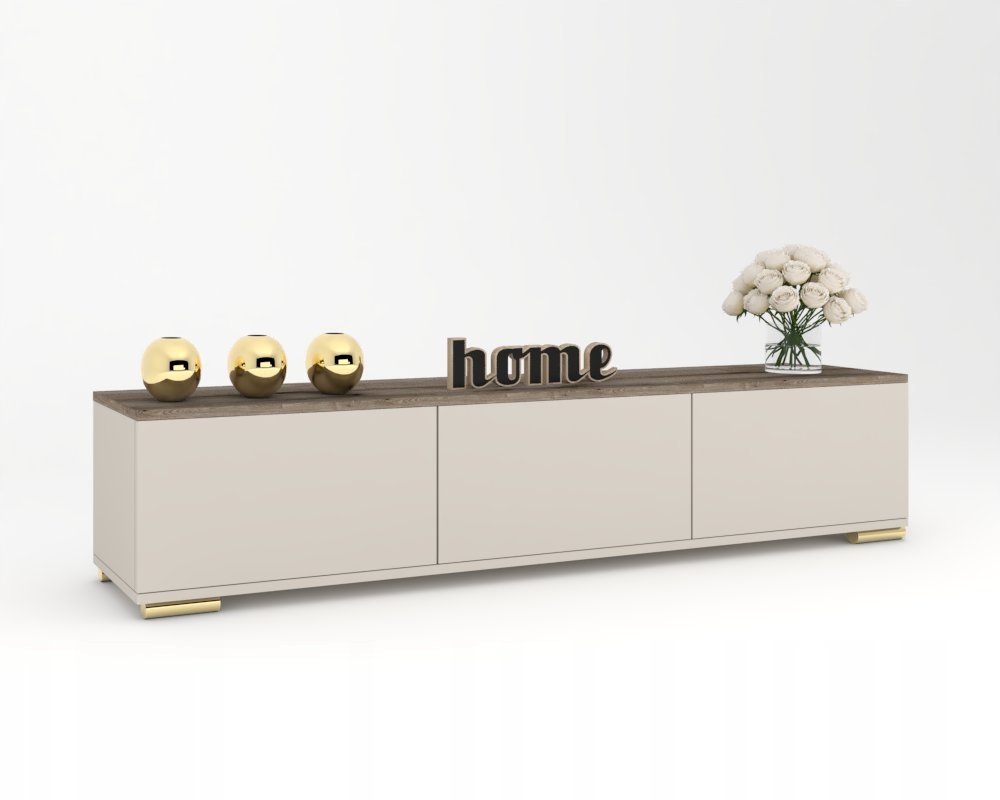 Rtv skrinka Komoda do obývačky Stolík King 3D Kašmír Evoke 160 Nohy zlaté