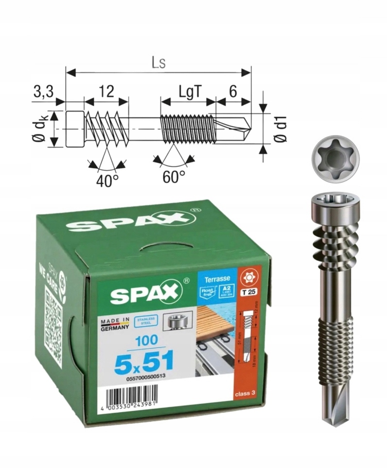 Šrouby do oceli Spax 5 x 51 mm 100 ks