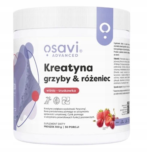 Osavi Kreatin, Houby & Růženec, Příchuť Višeň s jahodou (300 g)