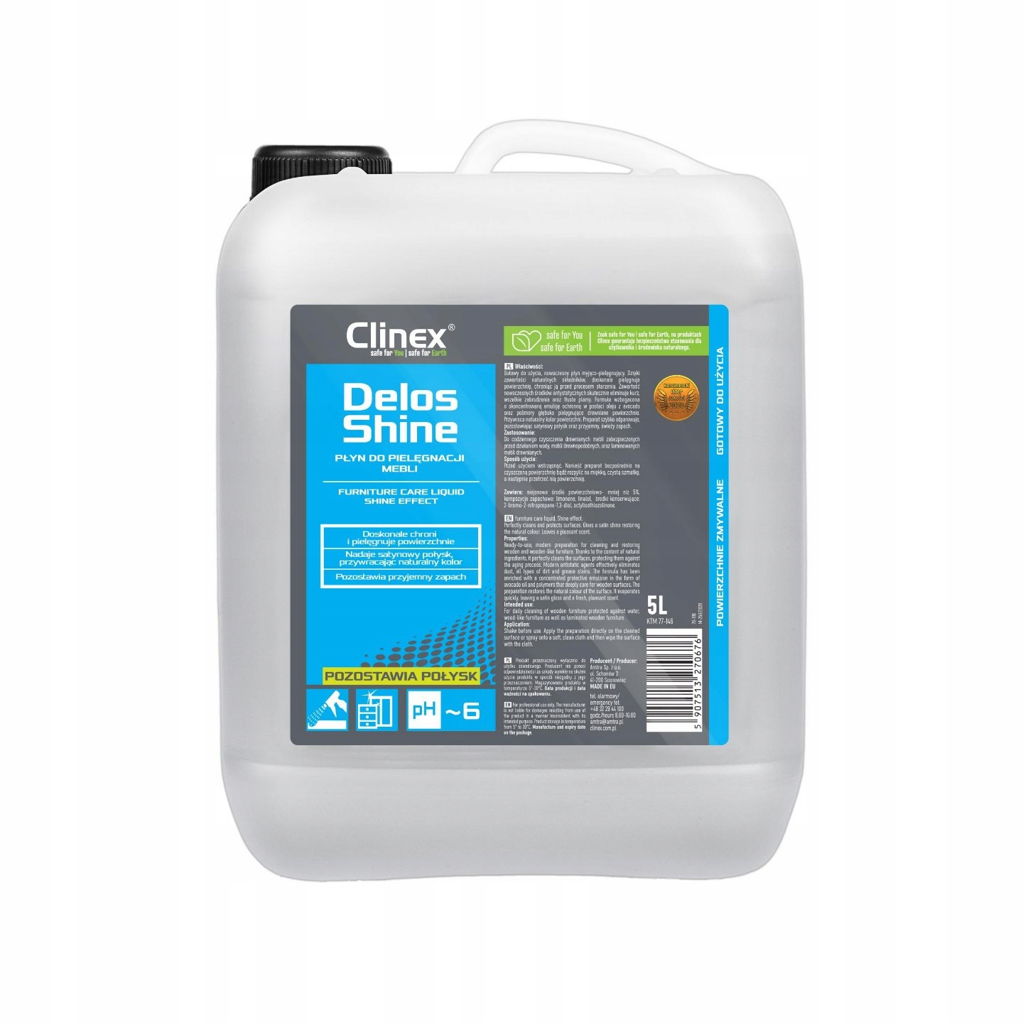 

Płyn do Mycia Mebli Clinex Delos Shine 5L