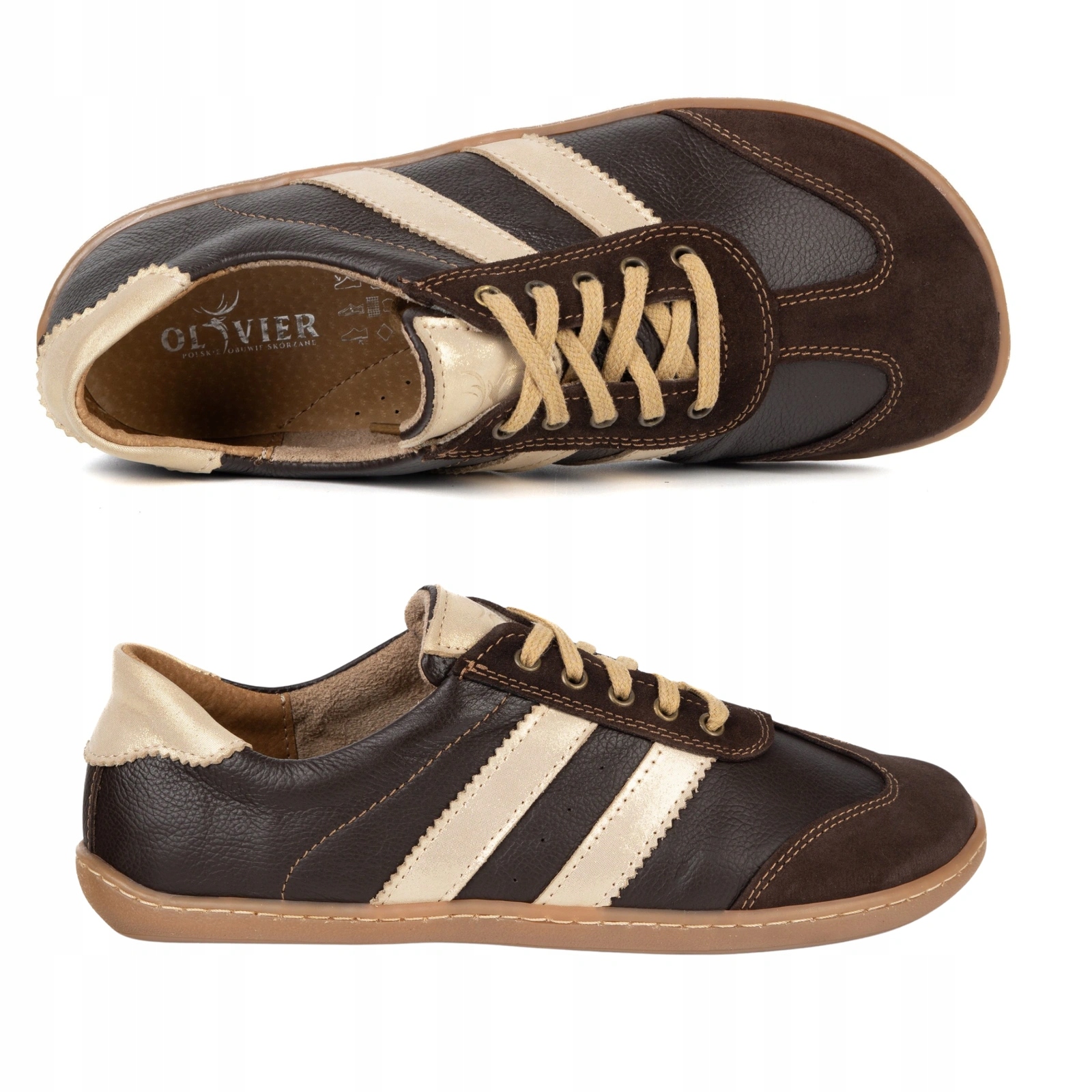 Dámské kožené barefootové boty Ida Olivier zero drop anatomické hnědé 43